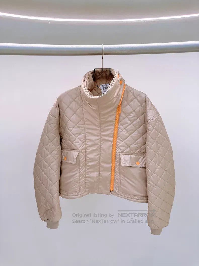 Hermes Hermes Khaki diamond pattern cotton coat Size XS / US 0-2 / IT 36-38 - 1 Thumbnail