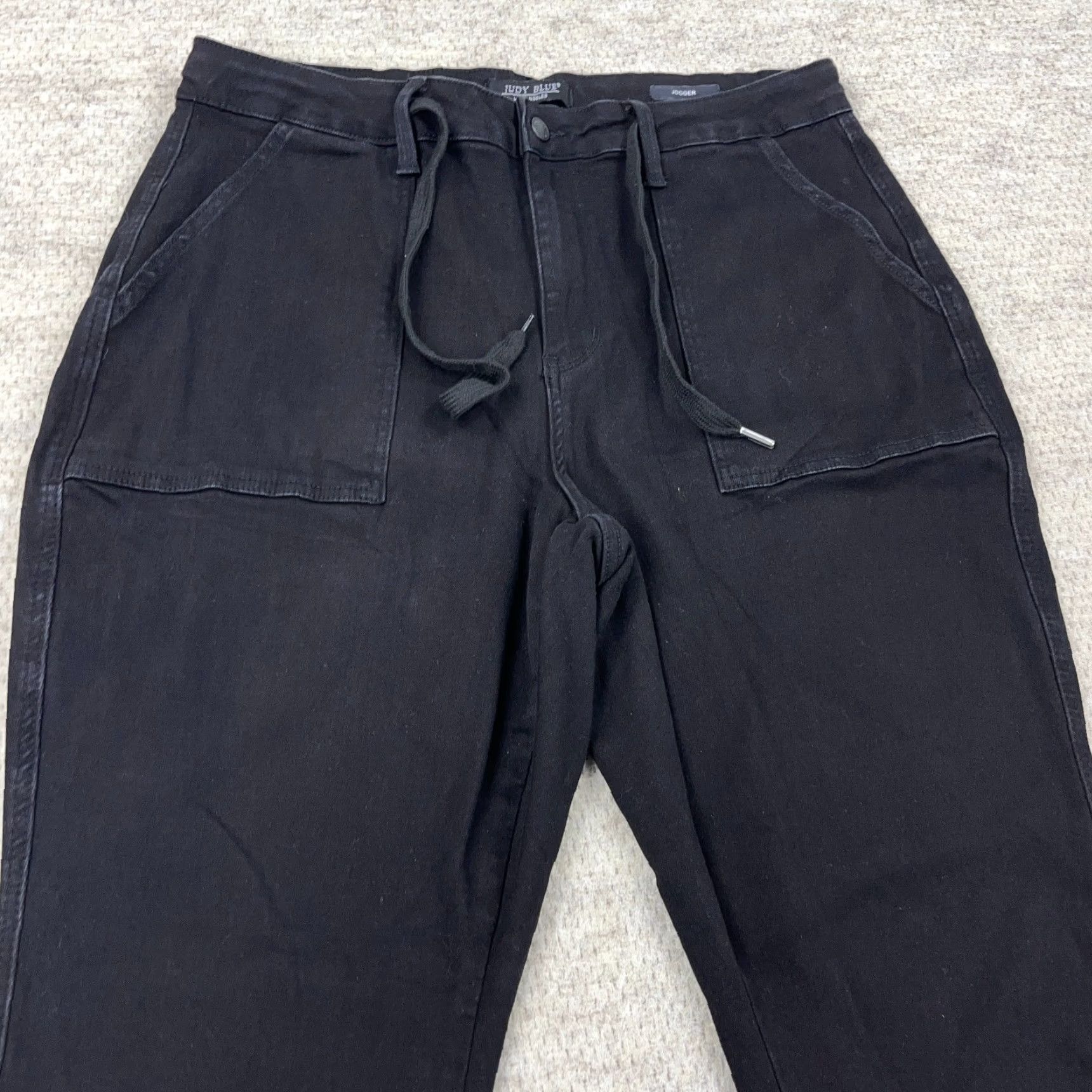 Denime Judy Blue Jeans Women 16W Black Denim Jogger Pants Drawstring Garment Dyed Pant Size 38" / US 16 / IT 52 - 5 Thumbnail