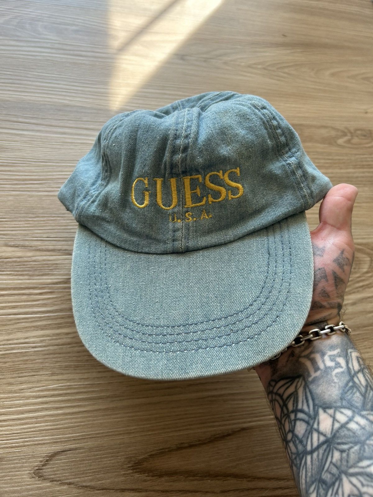 Guess Vintage 80s / 90s Guess Blue Denim Embroidered Hat Size ONE SIZE - 1 Thumbnail