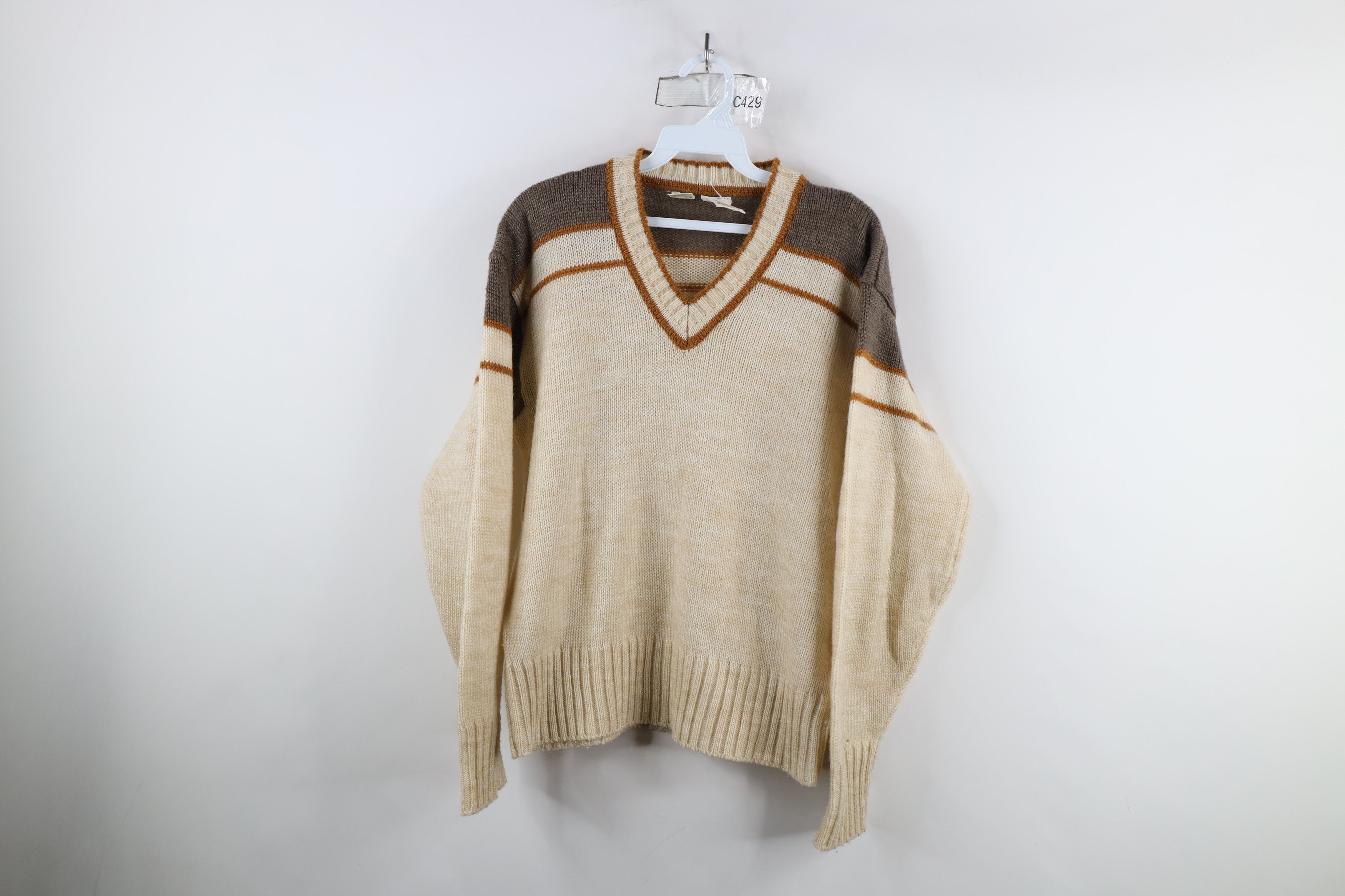 Vintage Vintage 70s Mid Century Modern MCM Striped Knit Sweater Size US M / EU 48-50 / 2 - 1 Thumbnail