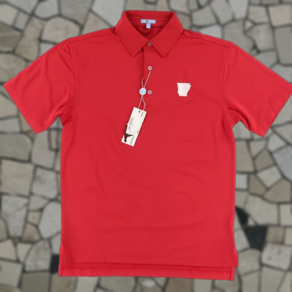 Vintage Genteal Polo Shirt Mens Crimson Arkansas Solid Stretch Polyester S Shirt Size US S / EU 44-46 / 1 - 1 Thumbnail
