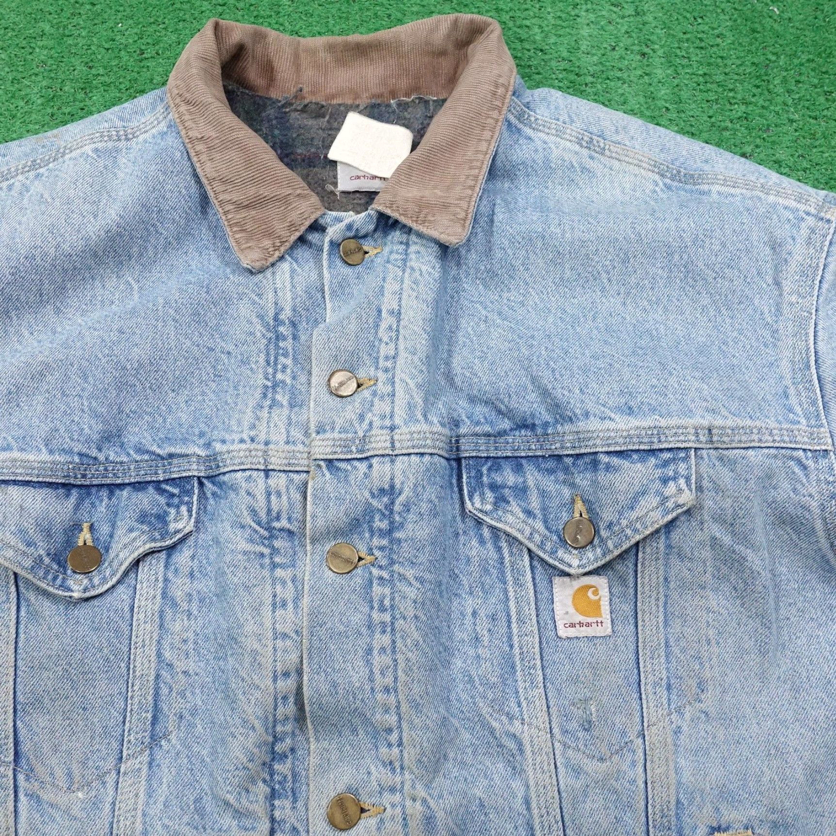 Carhartt VINTAGE Carhartt Jacket Mens XL Denim Blanket Lined Corduroy Collar Trucker 90s Workwear Mens XL Blue Bloodline Size US XL / EU 56 / 4 - 2 Thumbnail