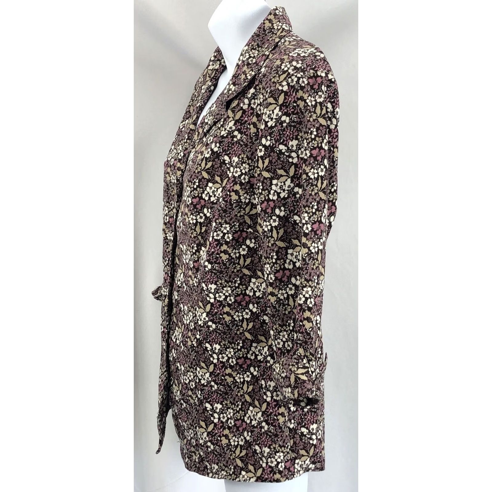 Vintage Covington Blouse S purple brown Floral 3/4 Sleeve Button Collared Boho CottageCore Womens Size S / US 4 / IT 40 - 2 Thumbnail