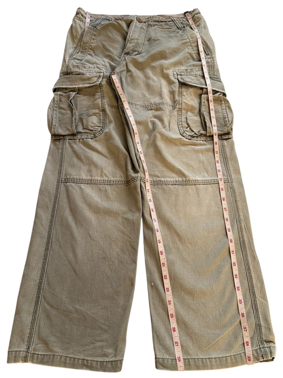 JNCO × Japanese Brand Vintage Japanese Brand Green Cargo Loose Baggy Jeans Size US 31 - 13 Thumbnail