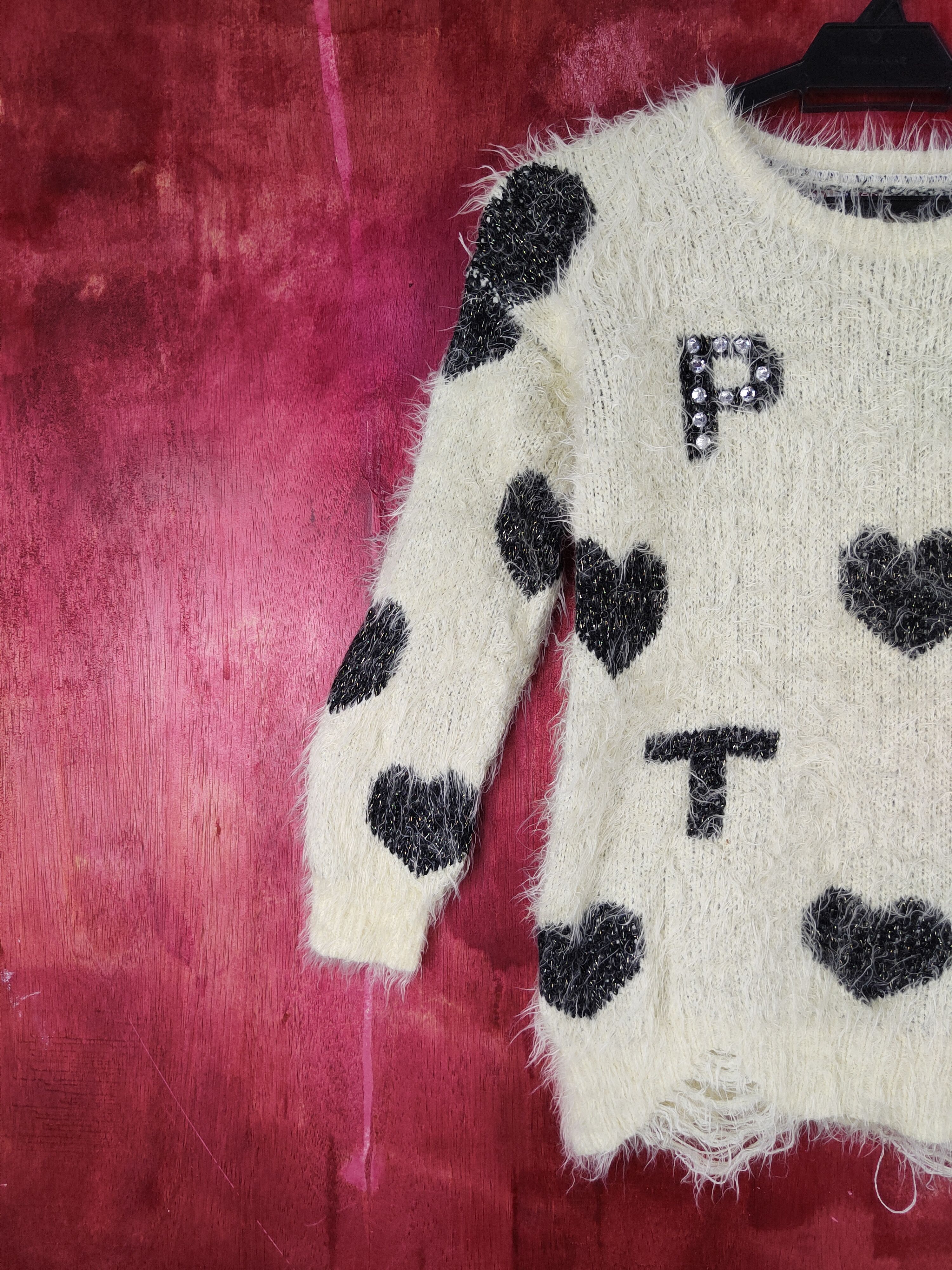 Homespun Knitwear × Japanese Brand × Vintage Pink Latte Yellow Shag Shaggy Fur Mohair Knitwear #S1992 Size XXS / US 00 / IT 34 - 4 Thumbnail