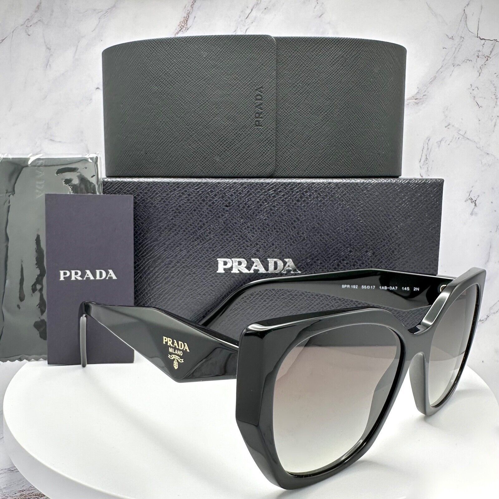 Prada PRADA Sunglasses Symbole Gold Logo Black Authentic Cat Eye Size ONE SIZE - 11 Thumbnail