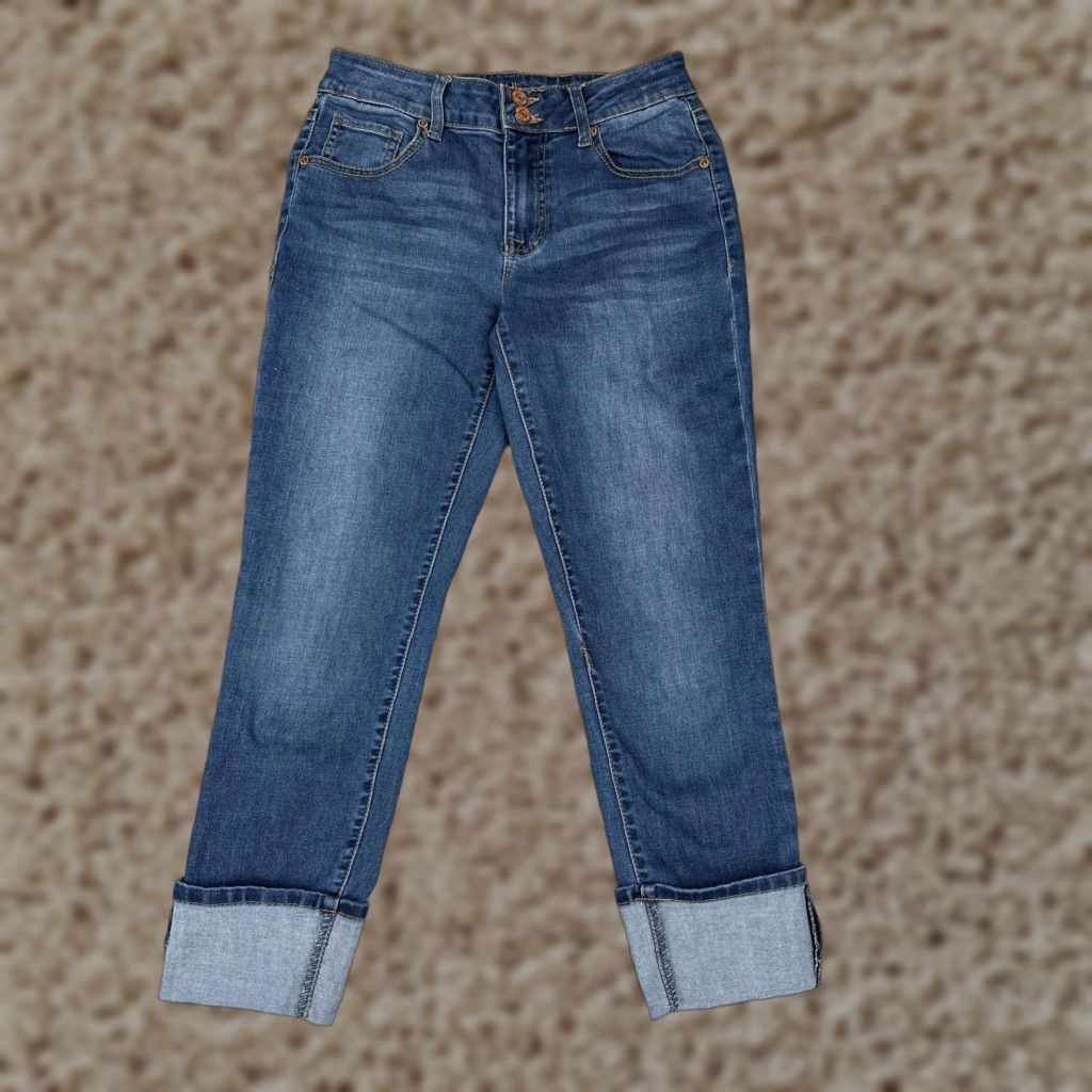 Vintage Maurices Jeans Womens 4 Blue High Rise Skinny Double Button Zip Ankle Denim Slim Stretch 5-Pocket Classic Medium Blue 90s City USA Mens? Size 27" / US 4 / IT 40 - 1 Thumbnail