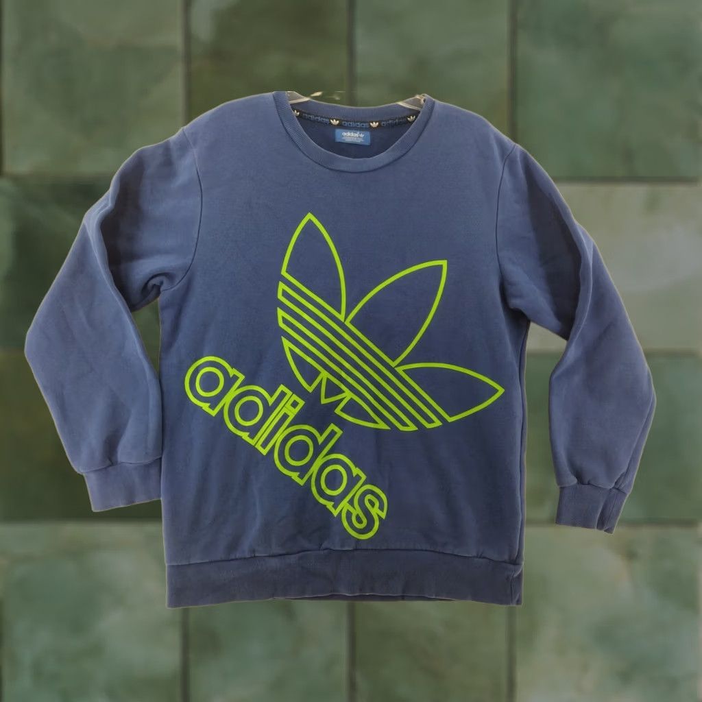 Adidas Adidas Sweatshirt Mens XL 90's Style Big Logo Pullover Crew Neck Heavyweight Knit Blue Vintage Size US XL / EU 56 / 4 - 1 Thumbnail