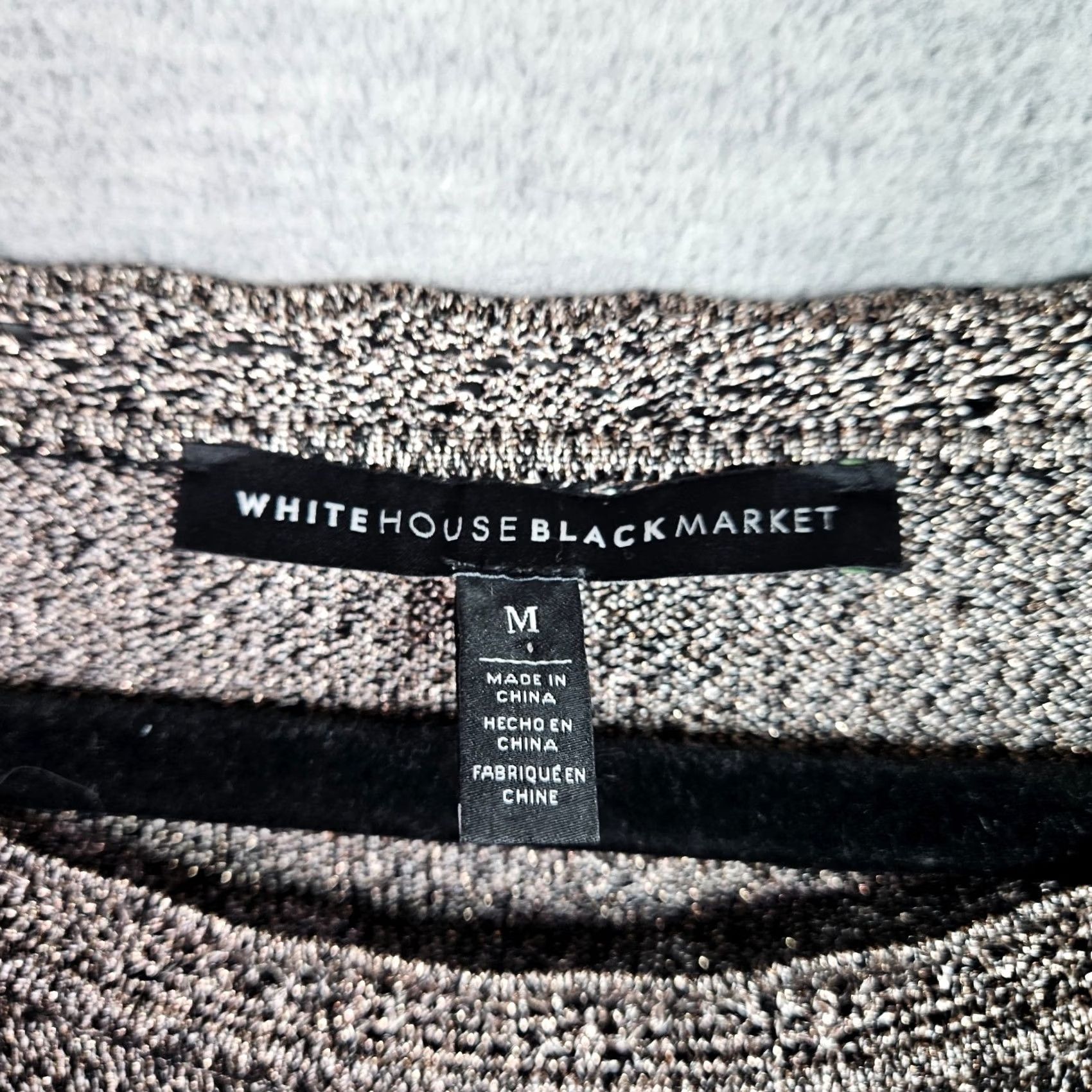 White House Black Market White House Black Market Women's Metallic Striped Peplum Sweater Size M Size M / US 6-8 / IT 42-44 - 5 Thumbnail