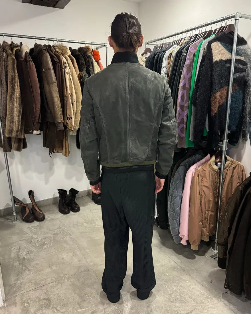 Designer × Diesel × Vintage 2000s Diesel Olive Biker Eroded Polished Leather Jacket Size US M / EU 48-50 / 2 - 10 Thumbnail