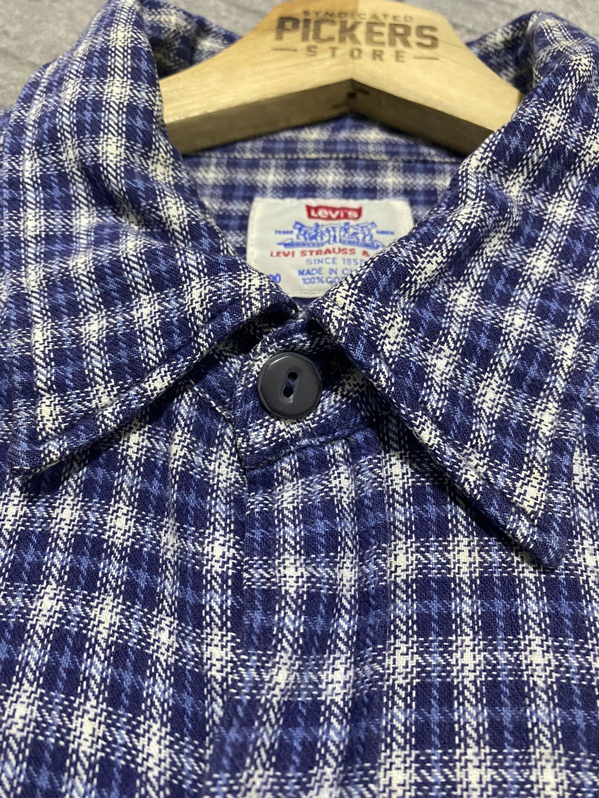 Levi's Vintage 90s Levis Flannel Blue Large size Size US L / EU 52-54 / 3 - 5 Thumbnail