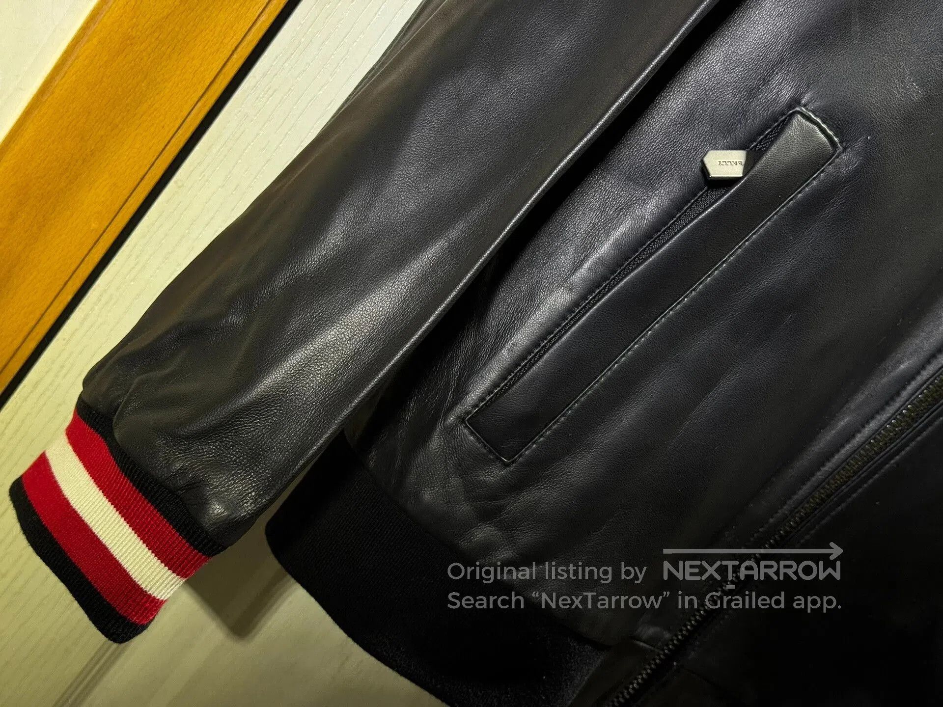 Bally Bally Men's Sheepskin Leather Baseball Jacket. Size US M / EU 48-50 / 2 - 5 Thumbnail