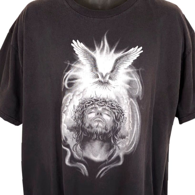 Vintage VINTAGE? Christian T Shirt Mens Size 2XL Black Jesus Christ Crown Of Thorns White Dove Size US XXL / EU 58 / 5 - 2 Thumbnail