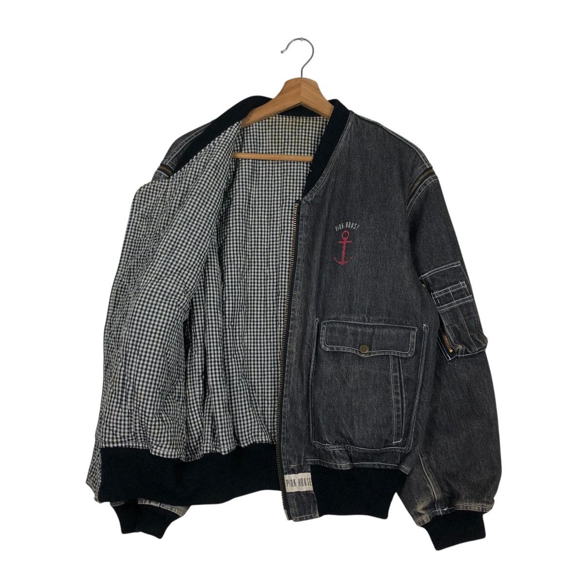 Japanese Brand 🔥VINTAGE DENIM BOMBER JACKET PINK HOUSE ISSEY MIYAKE Size US M / EU 48-50 / 2 - 13 Thumbnail