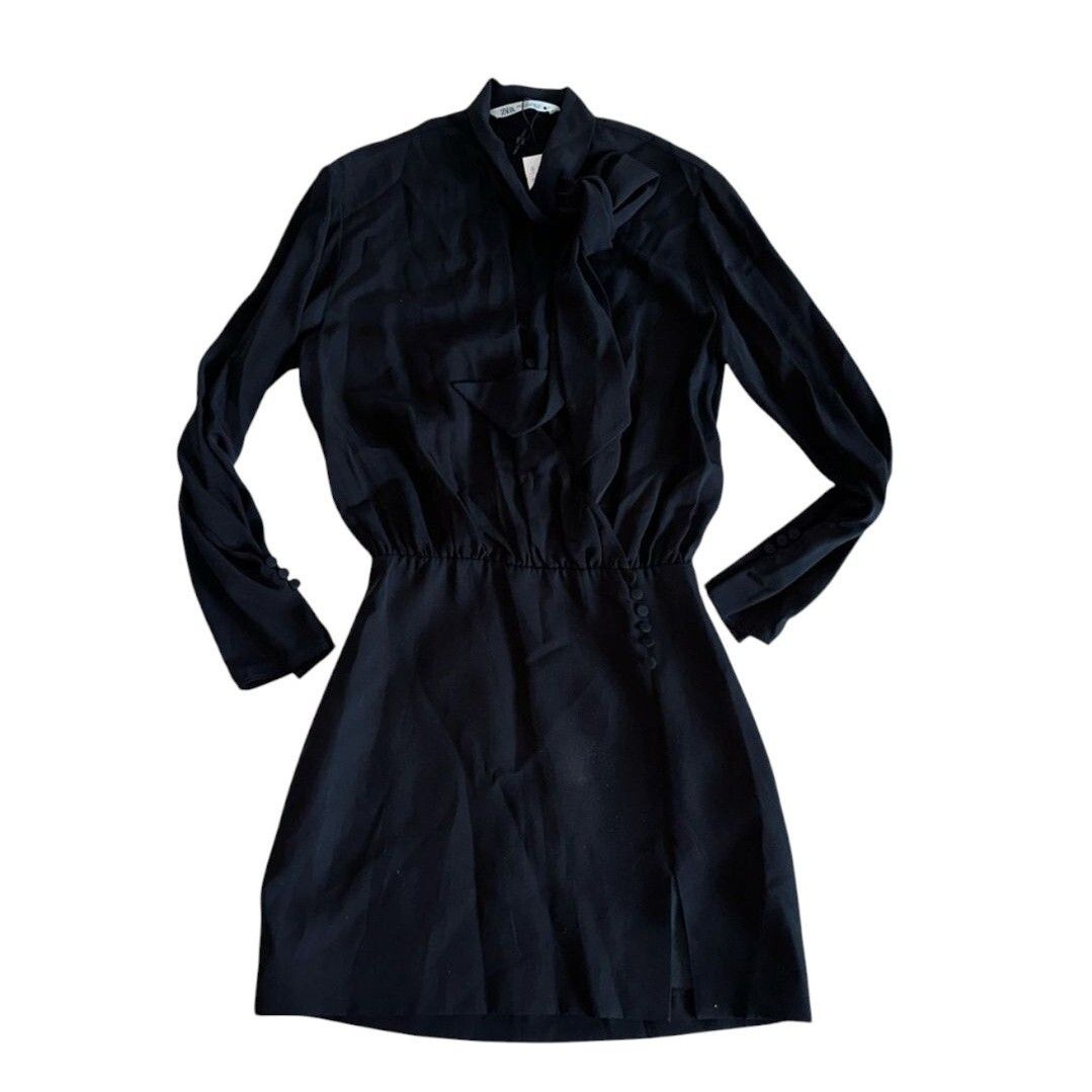 Zara ZARA Tied Mini Dress Black size M Size M / US 6-8 / IT 42-44 - 6 Thumbnail