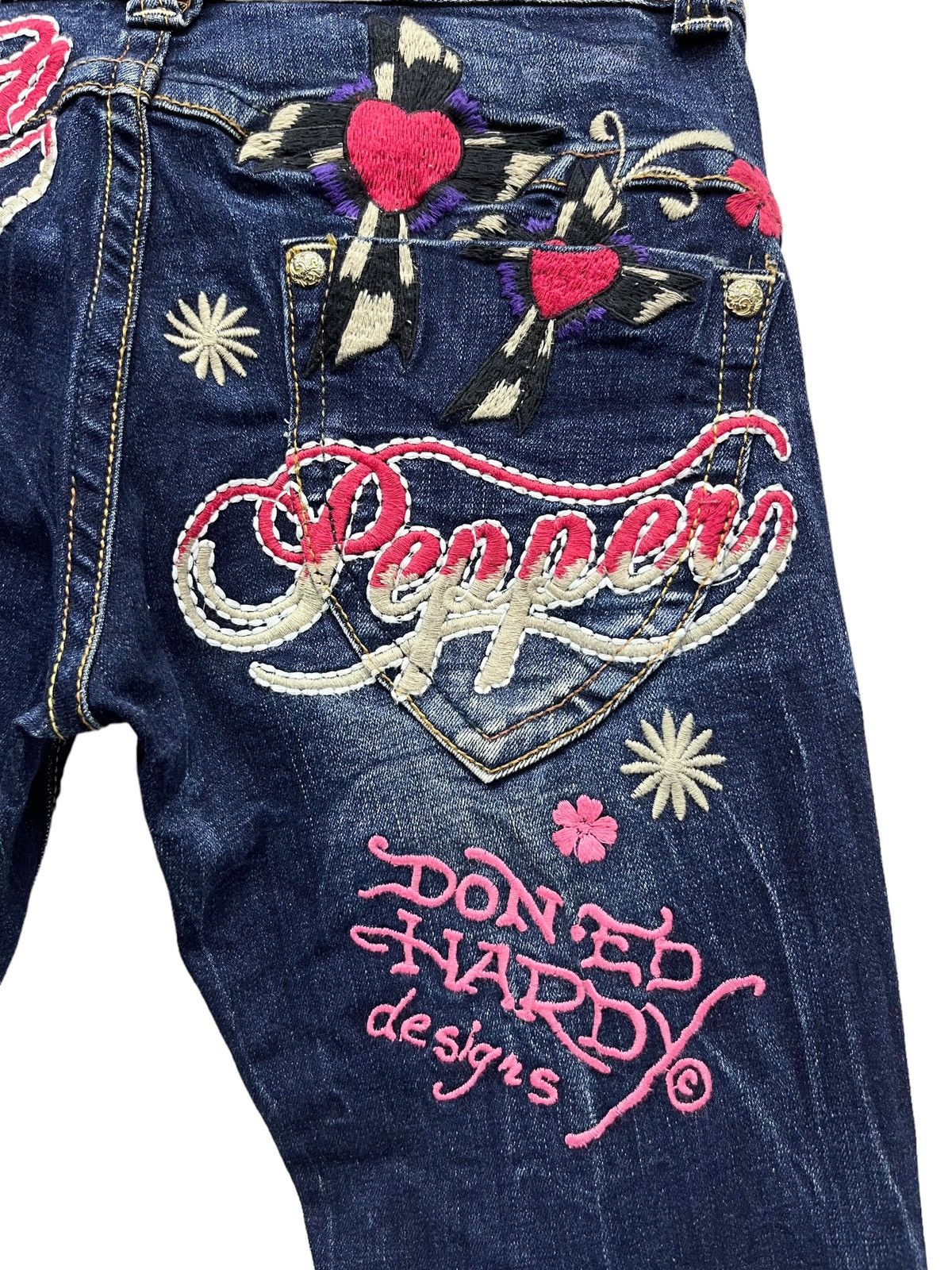 Ed Hardy ART TATTOO WEAR🔥RED PEPPER x ED HARDY Stretched Denim FLARE Size 25" / US 0 / IT 36 - 9 Thumbnail