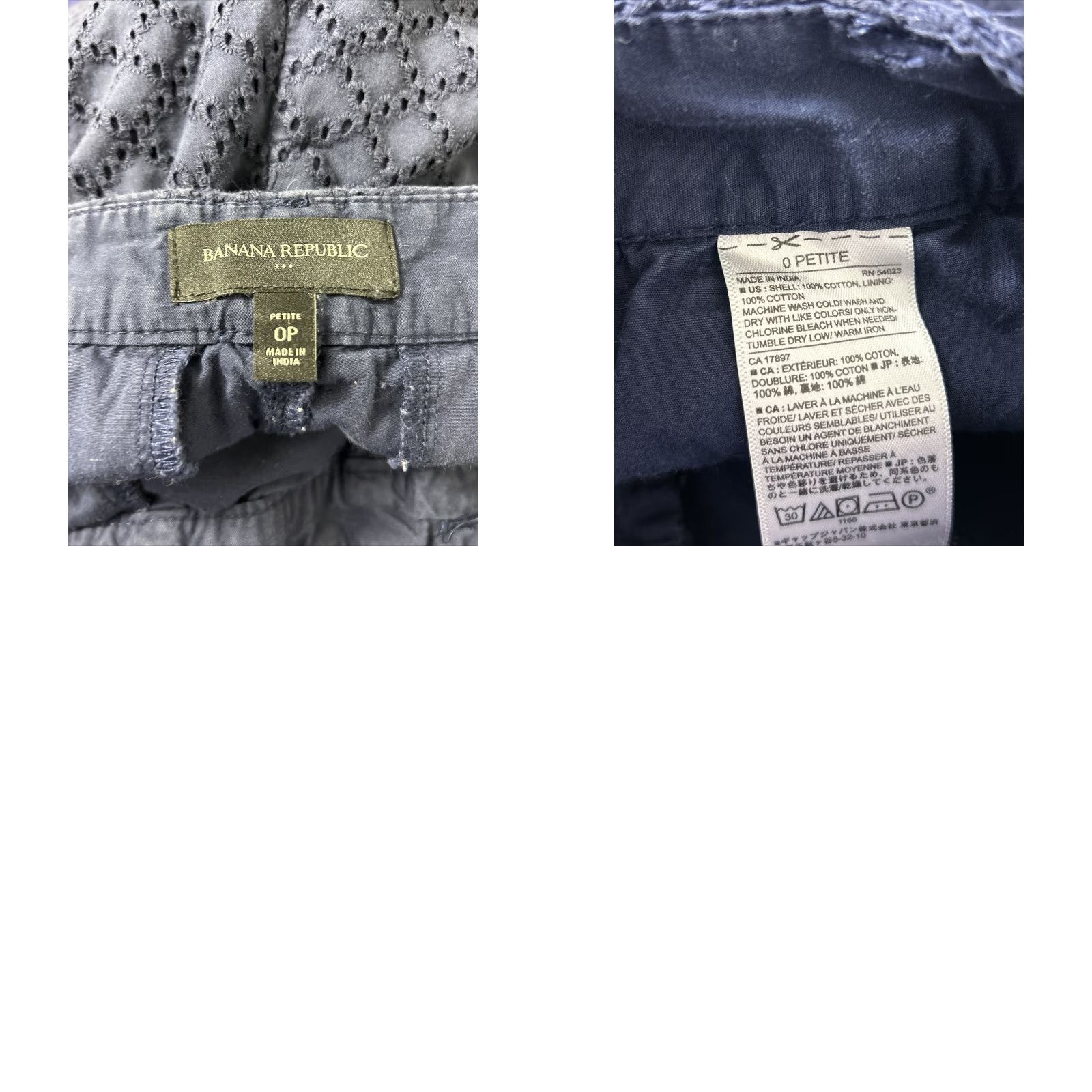 Banana Republic Banana Republic Shorts Navy Blue Eye-lit Petite 0 Chino Summer 28x4 Mid-rise Womens Size 25" / US 0 / IT 36 - 9 Thumbnail