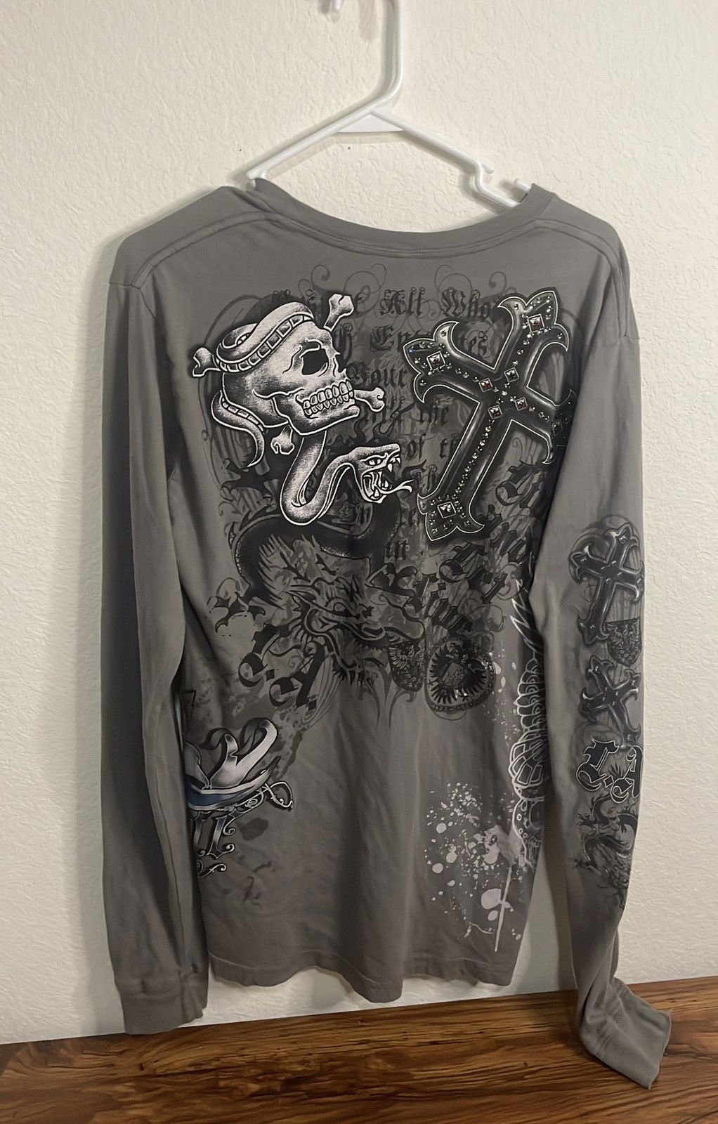 Vintage Long Sleeve streetwear skull and art design rhinestones Size US S / EU 44-46 / 1 - 2 Thumbnail