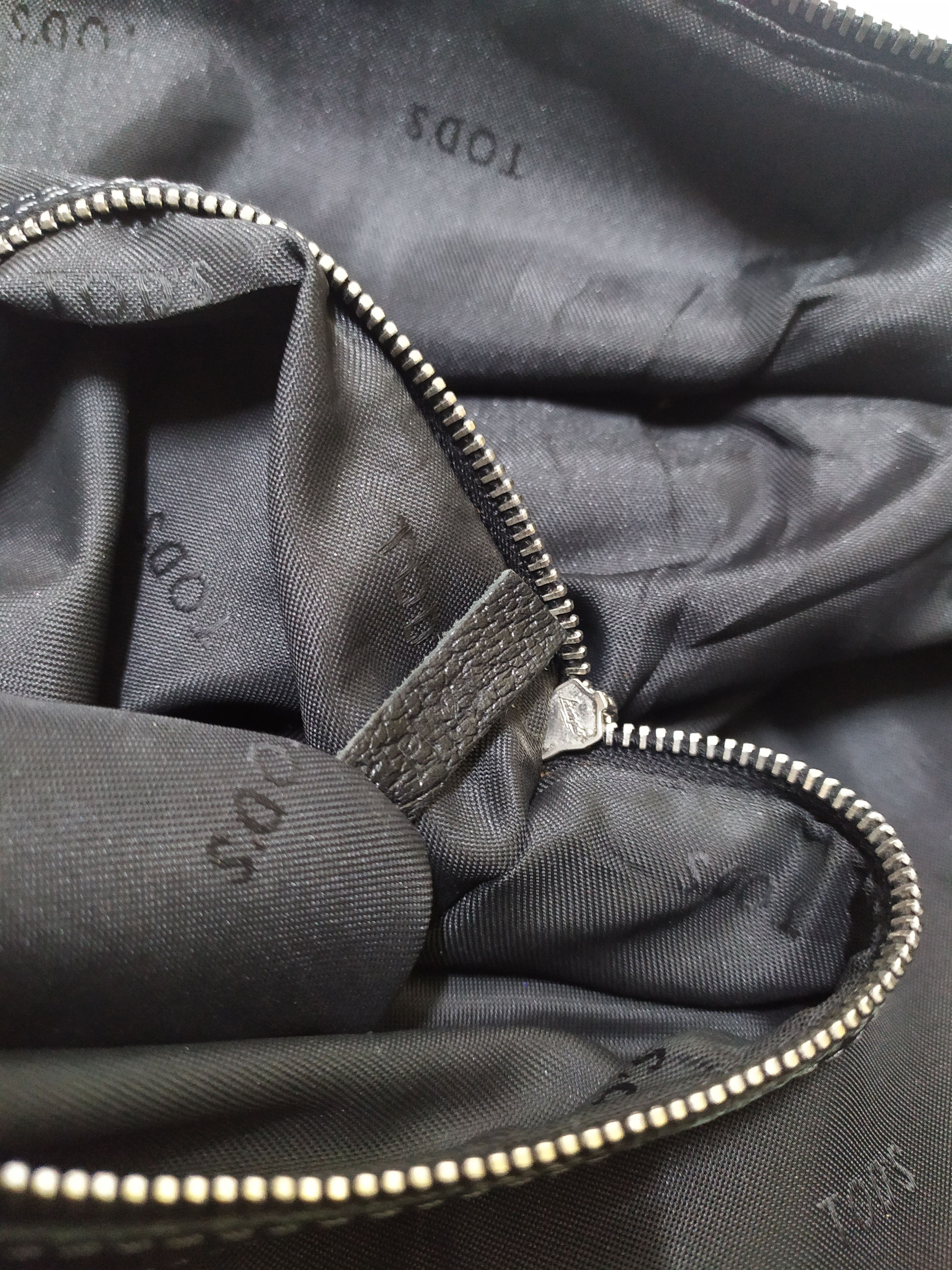 Tod's TOD'S Black Leather Trim Black Front Logo 2 Way Shoulder Bag Size ONE SIZE - 9 Thumbnail