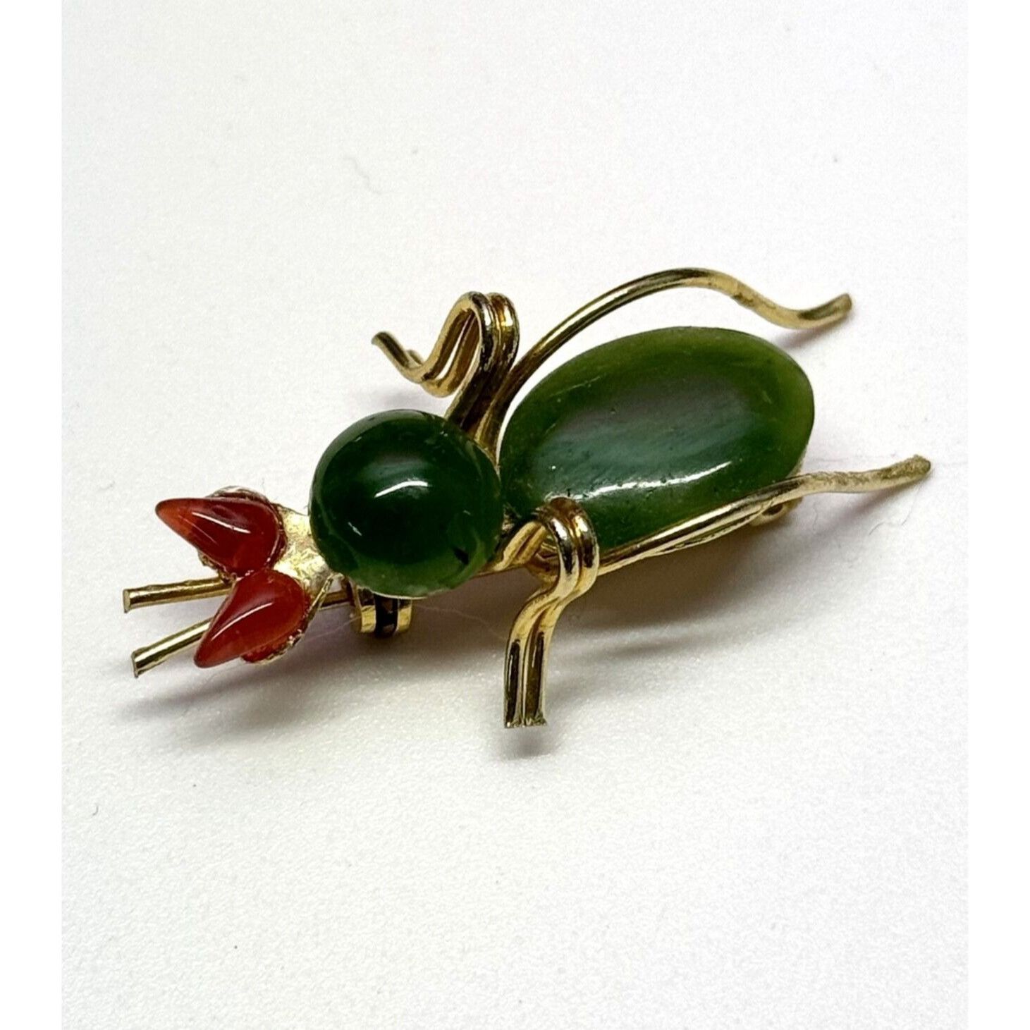 Vintage Vintage Jade Coral bug beetle insect brooch pin Size ONE SIZE - 1 Thumbnail