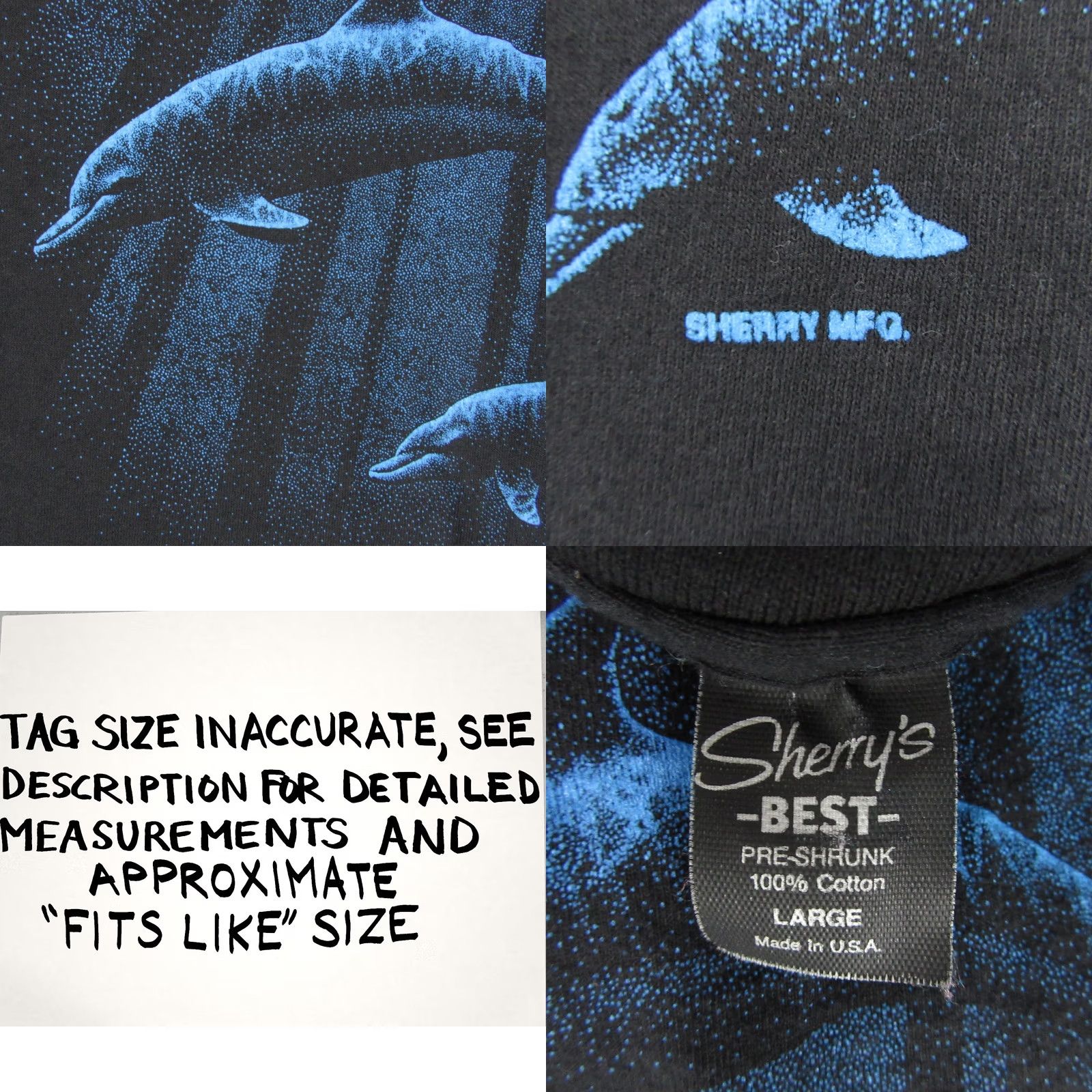 Vintage vtg Myrtle Beach Dolphin Ocean Wrap-Around Print T-Shirt M Mens Black 90s 80s Shirt Size US M / EU 48-50 / 2 - 8 Thumbnail