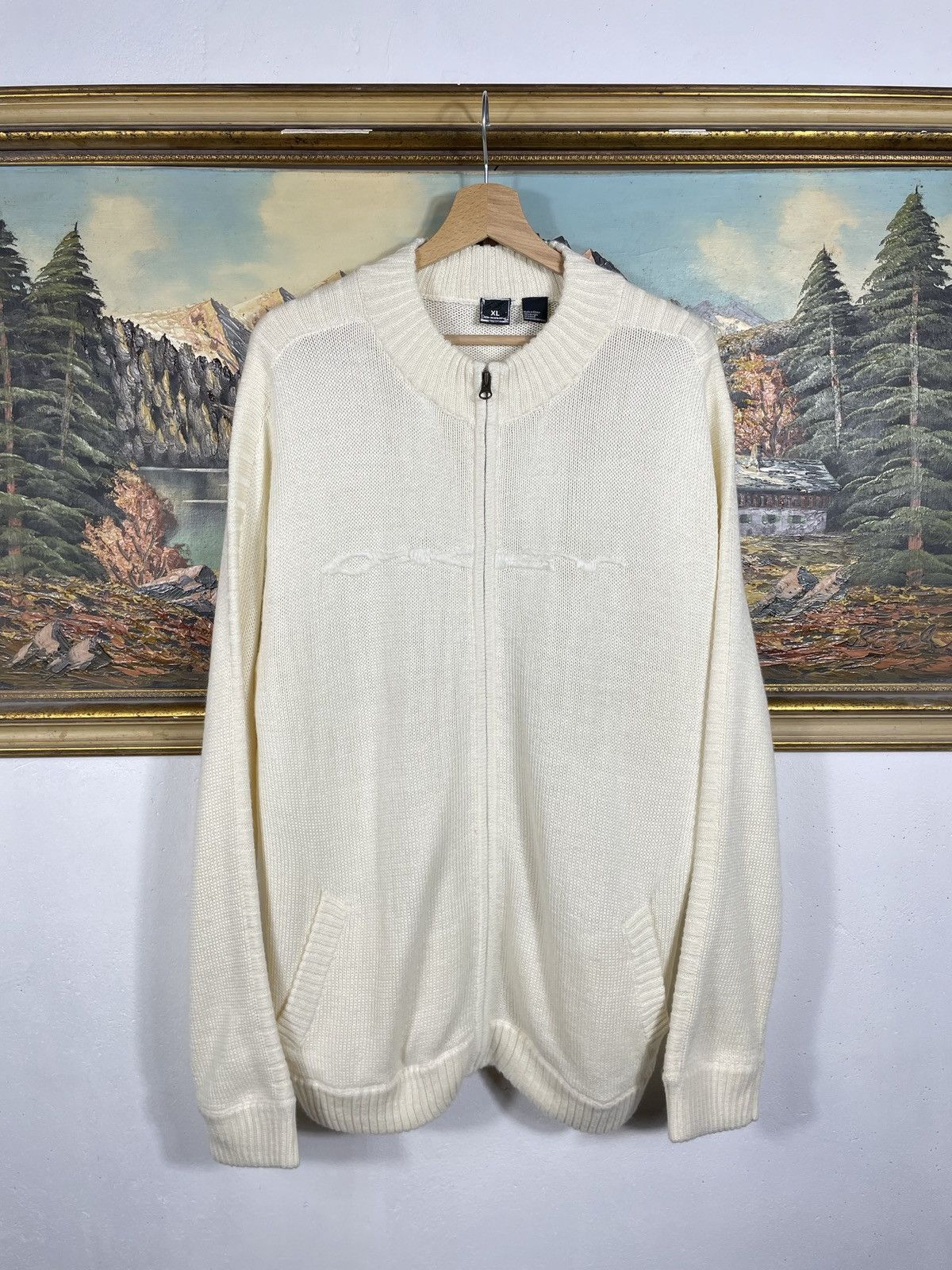 Oakley × Vintage Oakley Vintage Zip Sweater Knitwear Spellout Big Logo Jumper Size US XL / EU 56 / 4 - 2 Thumbnail