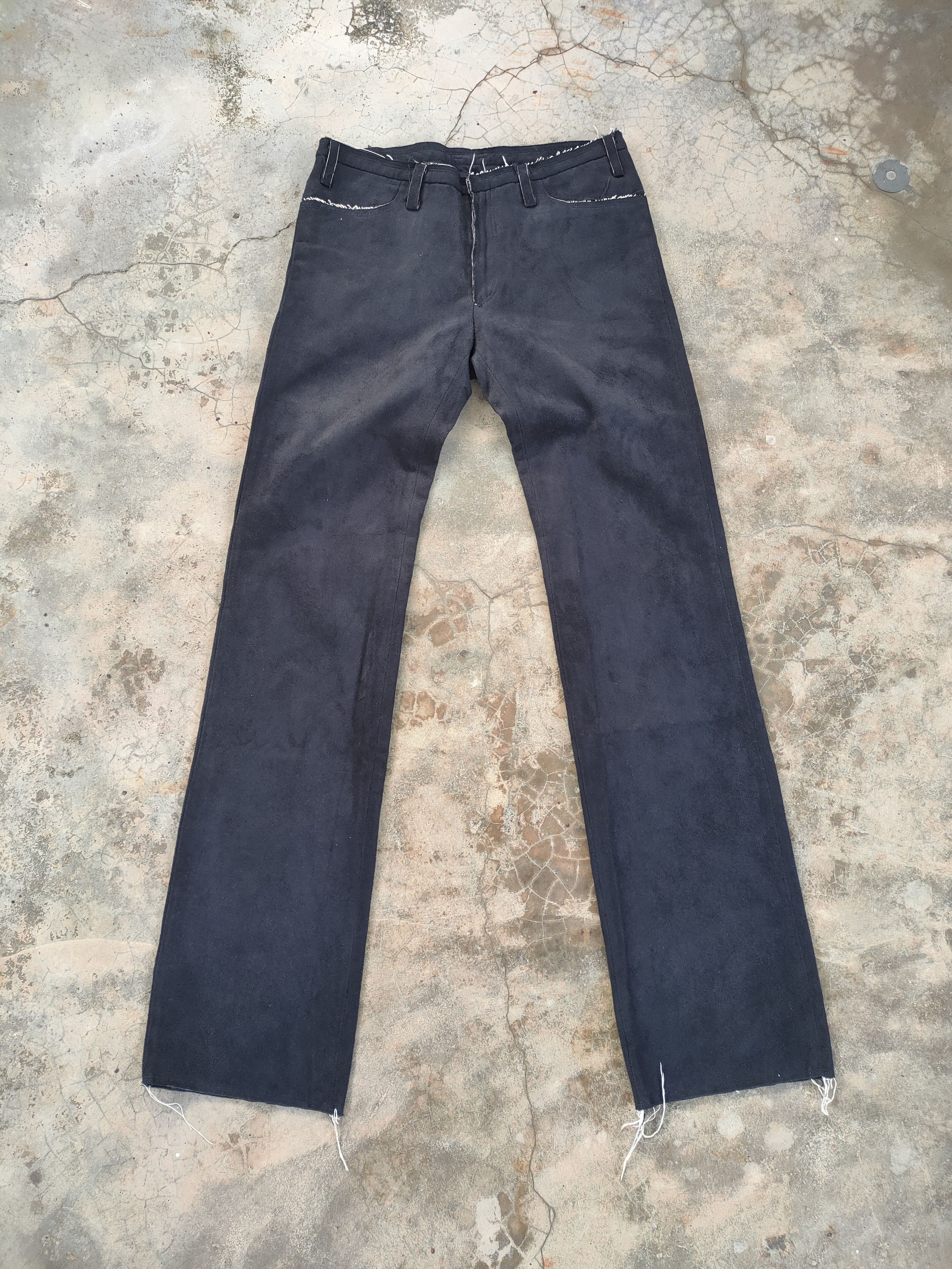 image of W30×34 Vintage Modeled Black Fleece Trousers Chino Pants, Men's