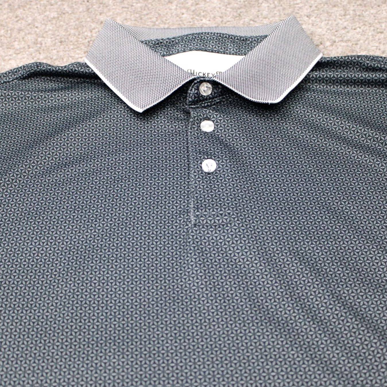 Vintage Hickey Freeman Polo Shirt Mens 2XL Gray Geometric Golf Poly Stretch S/S Polo Shirt Regular Fit Mens Casual Shirt Size US XXL / EU 58 / 5 - 5 Thumbnail