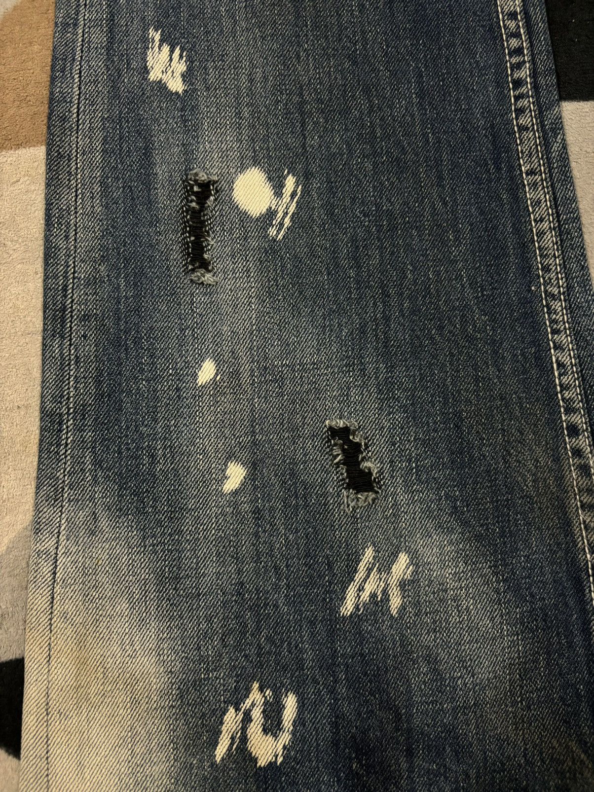 If Six Was Nine Vintage Army of NO! Patched Distressed Flare Grunge Jeans Size US 30 / EU 46 - 9 Thumbnail