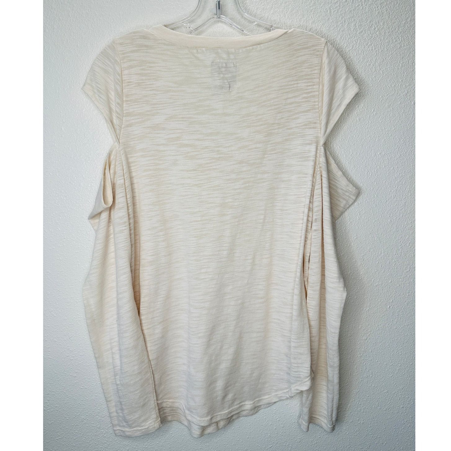 Chaser Brand Chaser Cream V-Neck Cold Shoulder Long Sleeve Burnout Top L Size L / US 10 / IT 46 - 14 Thumbnail