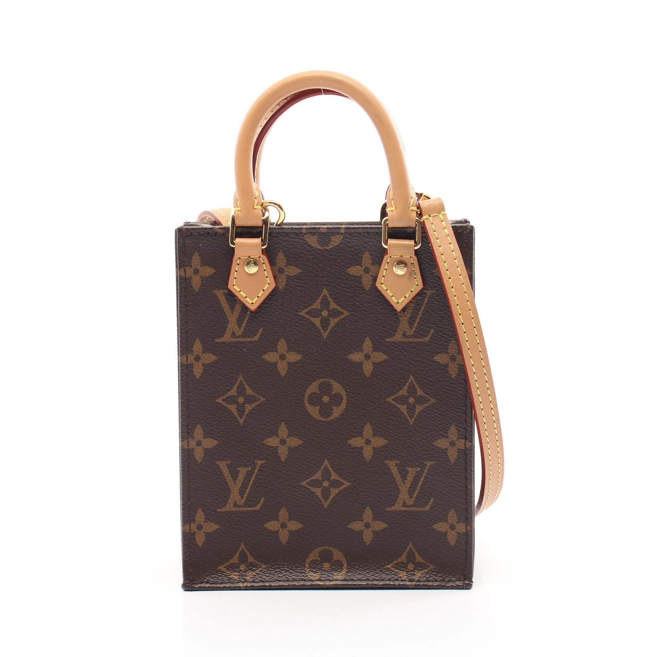 Louis Vuitton Louis Vuitton Petite Sac Plat Monogram Handbag Leather Brown Size ONE SIZE - 1 Thumbnail