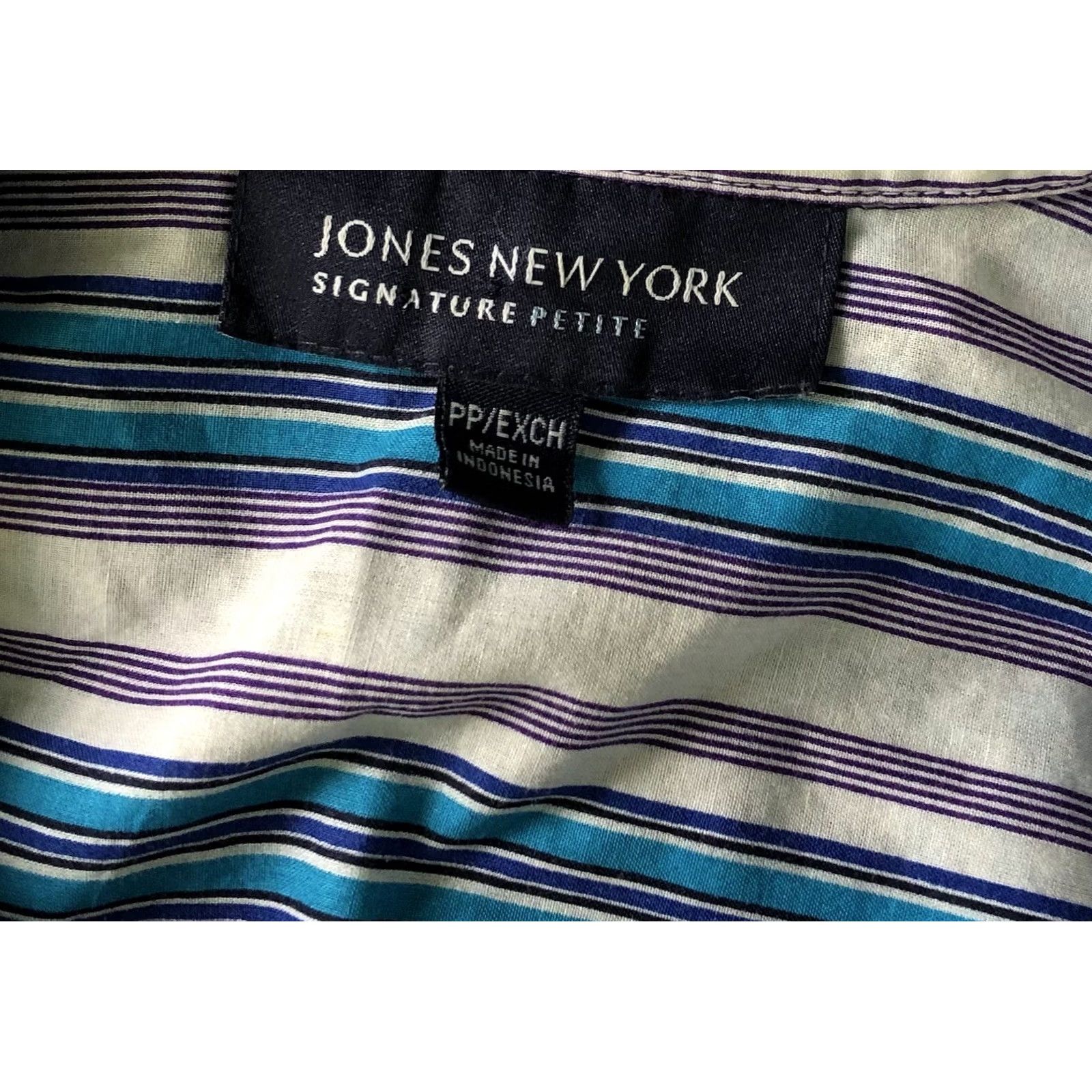 Vintage Jones NY Signature Purple Geometric ButtonUp Short Sleeve Collar Blouse PP Petite Women Shirt Size XXS / US 00 / IT 34 - 4 Thumbnail