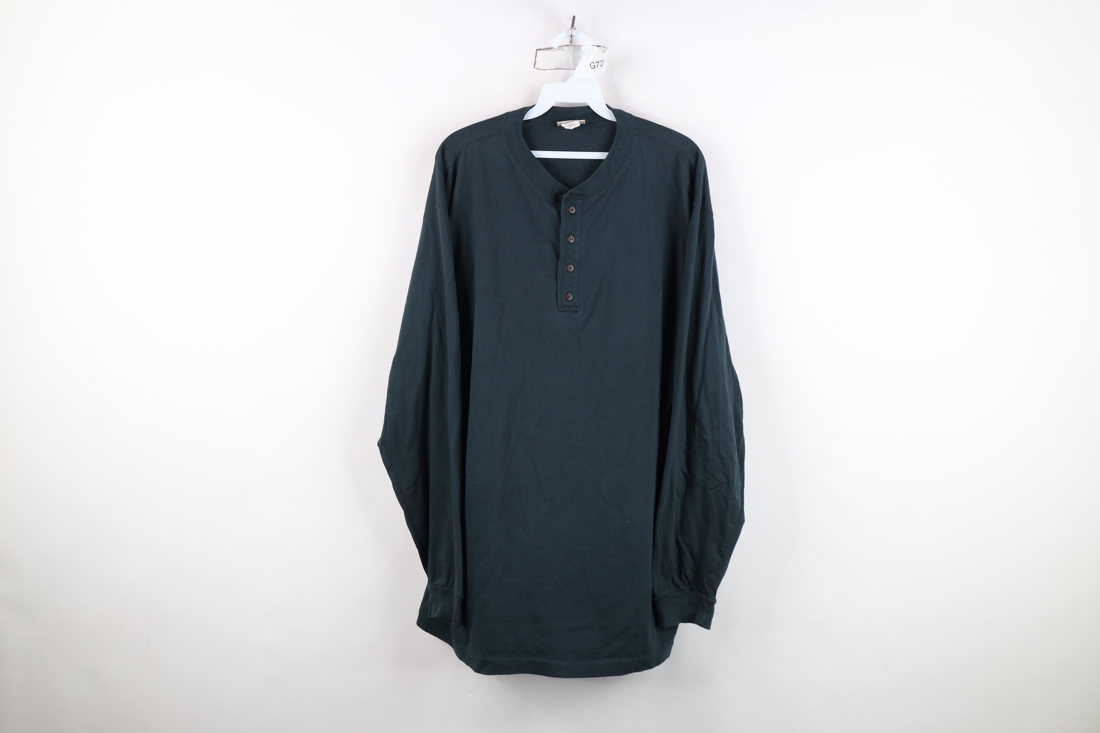 L.L. Bean Vintage 90s LL Bean Long Sleeve Henley T-Shirt Dark Green Size US XL / EU 56 / 4 - 1 Thumbnail