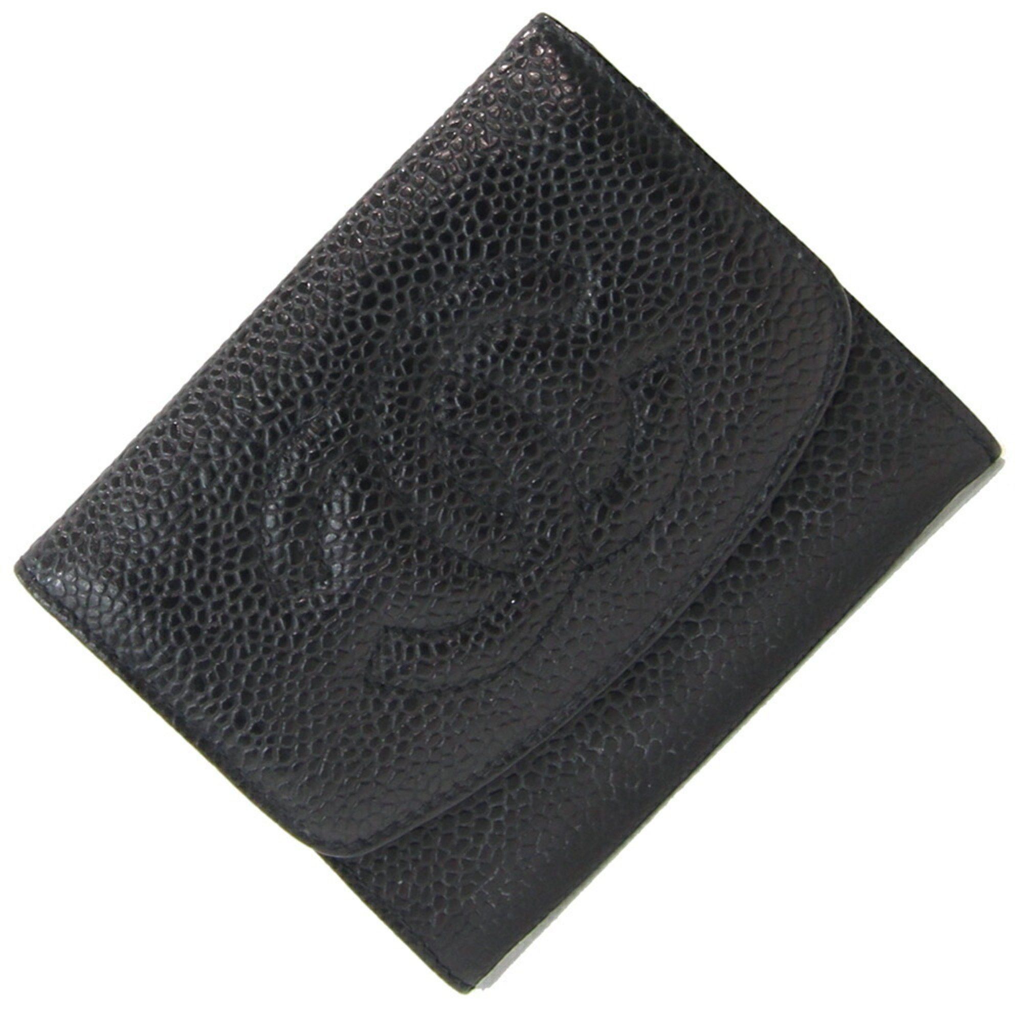 CHANEL ケース coin purse ココマーク キャビアスキン Chanel Coin Case A01430 Black Caviar Skin Mini Wallet Compact