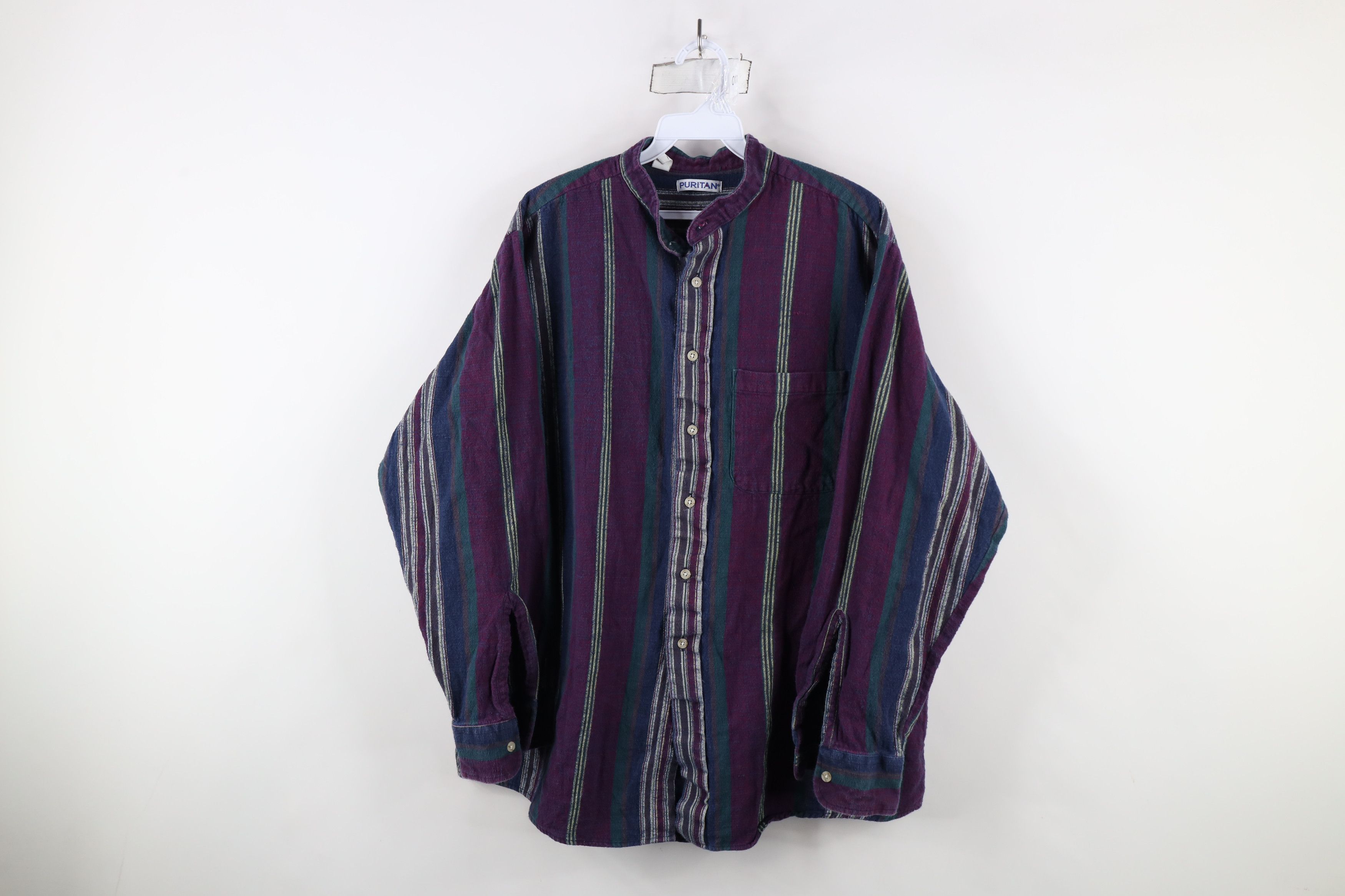 Vintage Vintage 90s Streetwear Striped Flannel Collar Button Shirt Size US XL / EU 56 / 4 - 1 Thumbnail