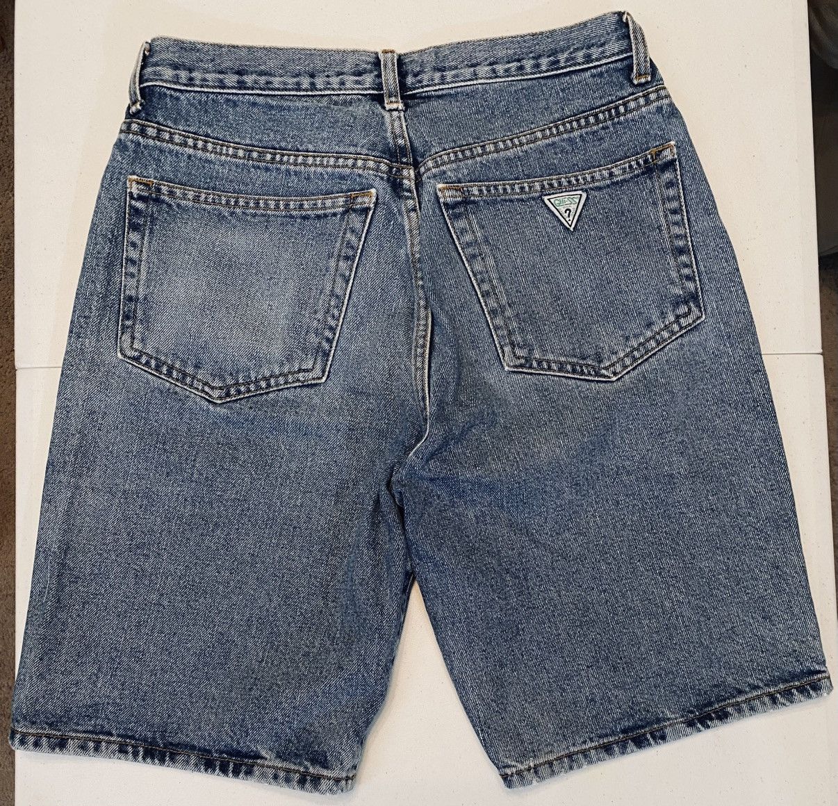 Guess Vtg 90’s Guess Denim Shorts Green Triangle Made in USA 29 Size US 29 - 4 Thumbnail