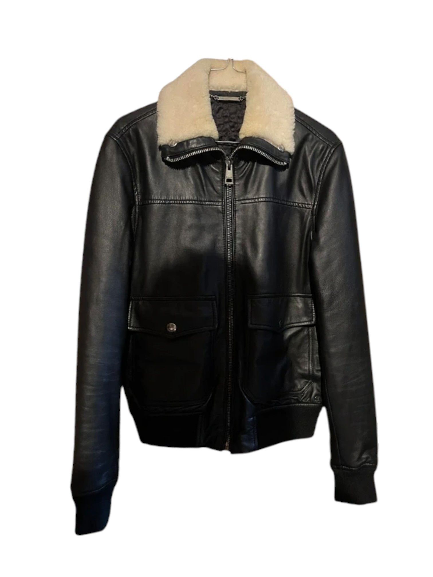 Just Cavalli Just Cavalli Leather Bomber – Shearling Collar – Size 46 Size US S / EU 44-46 / 1 - 1 Thumbnail