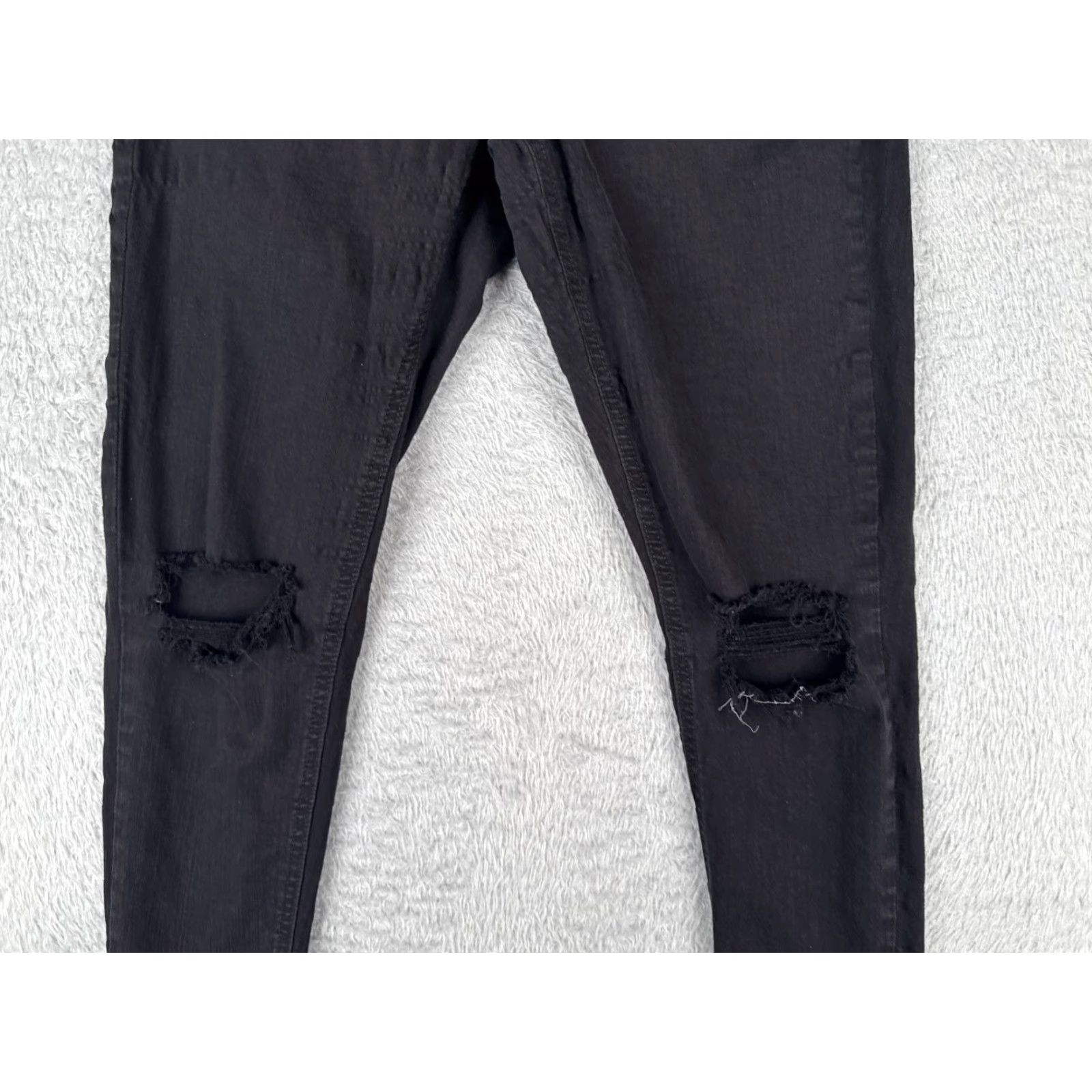 Topshop Top Shop Jeans Women 32 Black Denim Skinny Distressed Mid Rise 29x26 Size XXS / US 00 / IT 34 - 3 Thumbnail