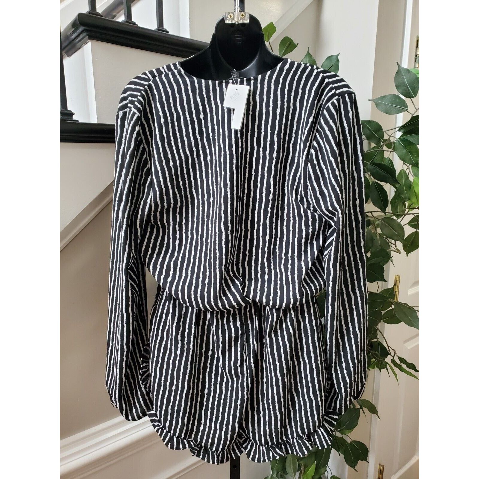 Other Papaya Striped Polyester Ruffle Long Sleeve Romper Size M Size M / US 6-8 / IT 42-44 - 6 Thumbnail