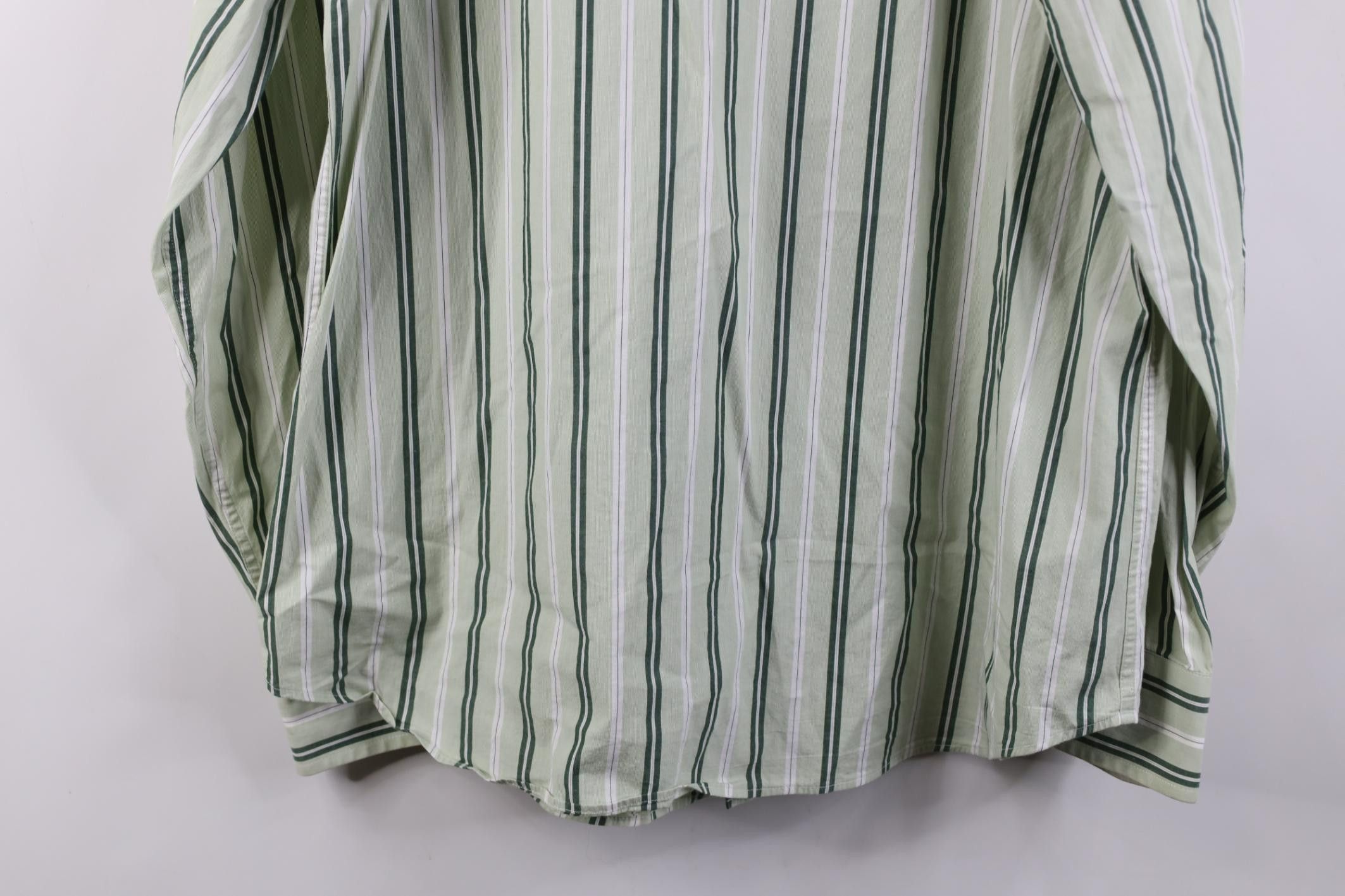 Express Express 1MX Modern Fit Striped Collared Button Shirt Green Size US L / EU 52-54 / 3 - 12 Thumbnail