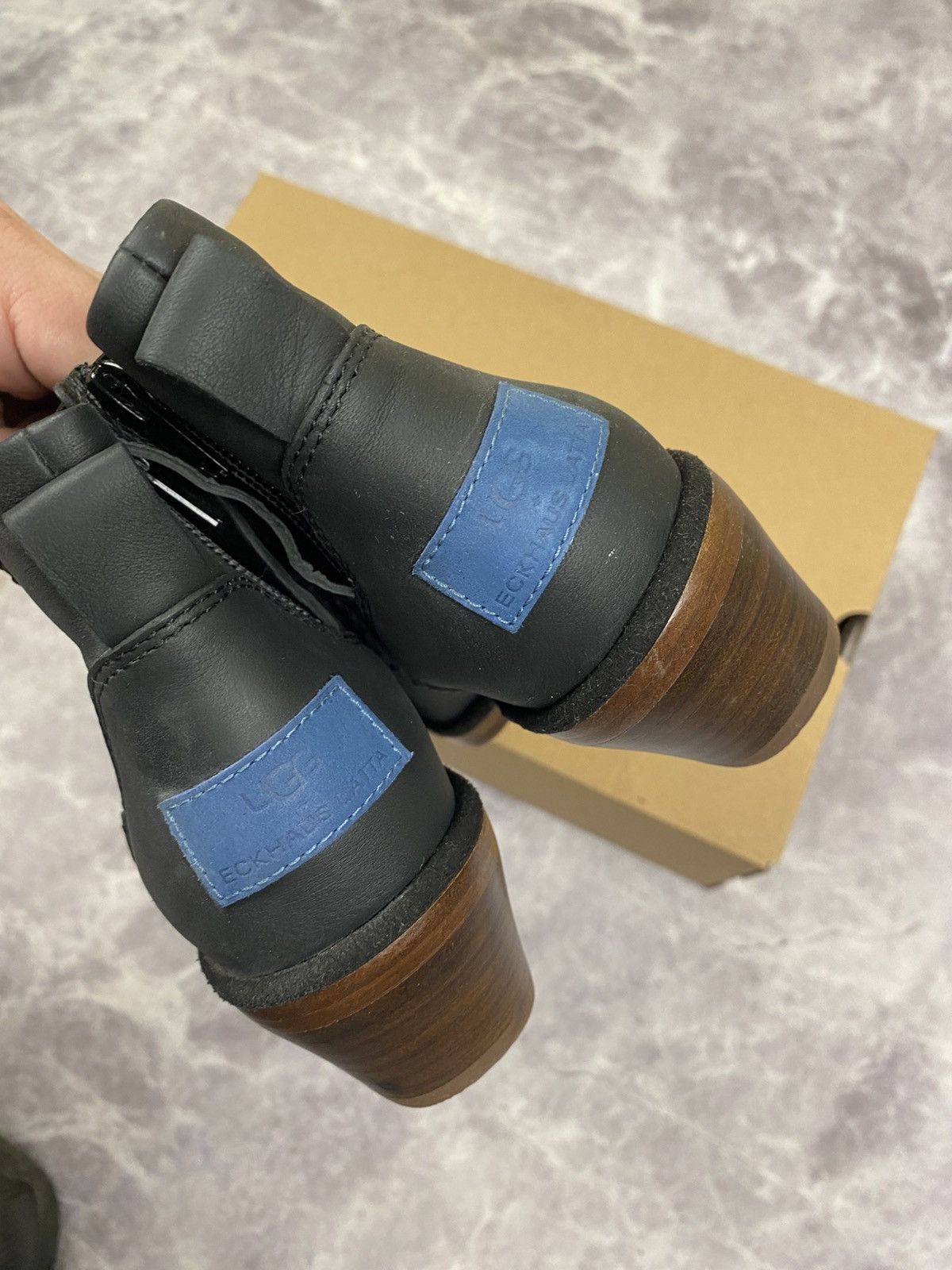 Eckhaus Latta Ugg X Eckhaus Latta Dark Leather Square Toe Boots Size: 36 Size US 6 / IT 36 - 6 Thumbnail