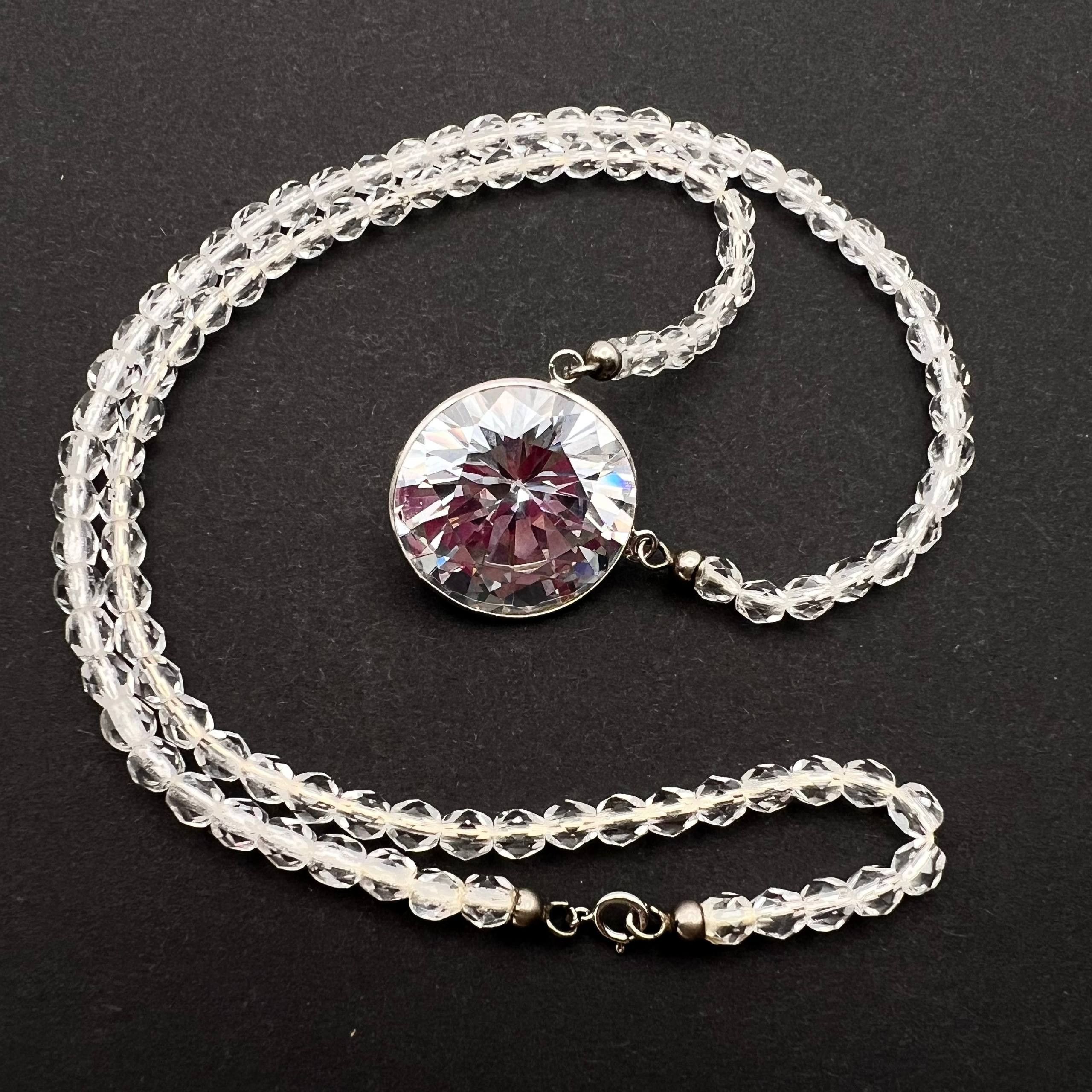 Vintage Vintage Crystal Beads Necklace Faceted Pendant Size ONE SIZE - 1 Thumbnail
