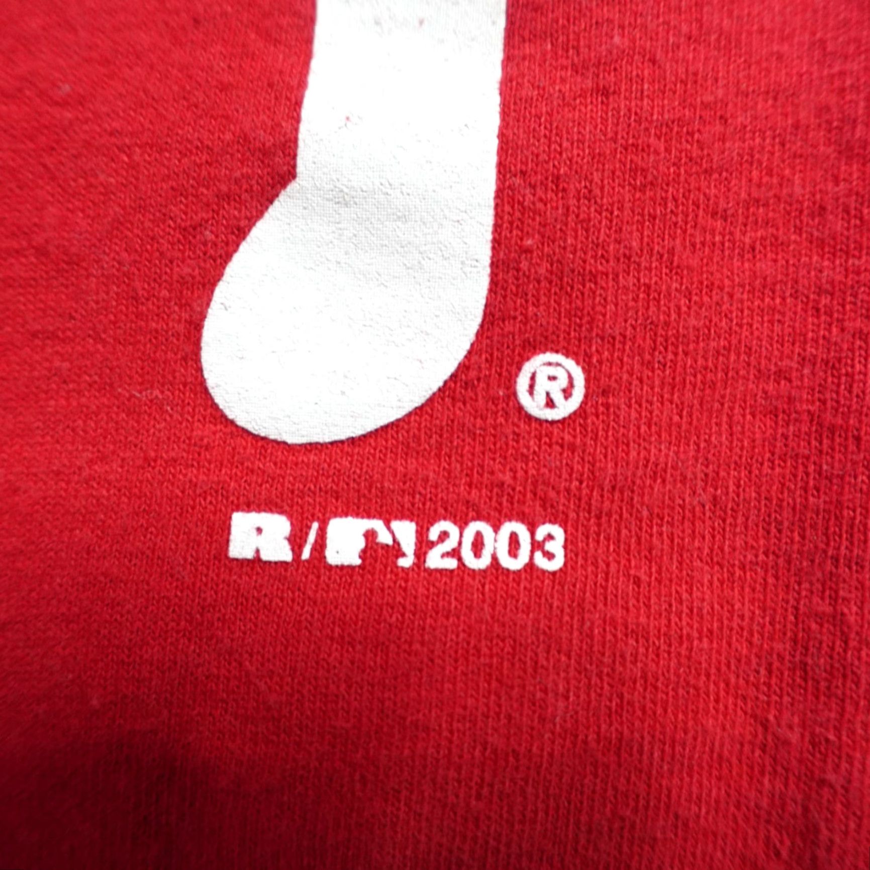 Vintage VINTAGE Phillies Shirt XL Red Russell Athletic 2003 Philadelphia Mens T-Shirt Short Sleeve Athletic Fit Size US XL / EU 56 / 4 - 3 Thumbnail