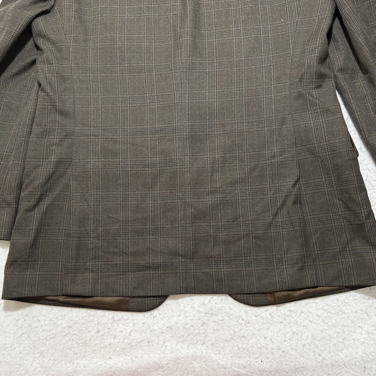 Michael Kors Michael Kors 44L Olive Green/Brown Windowpane Suit Jacket Size 44L - 14 Thumbnail