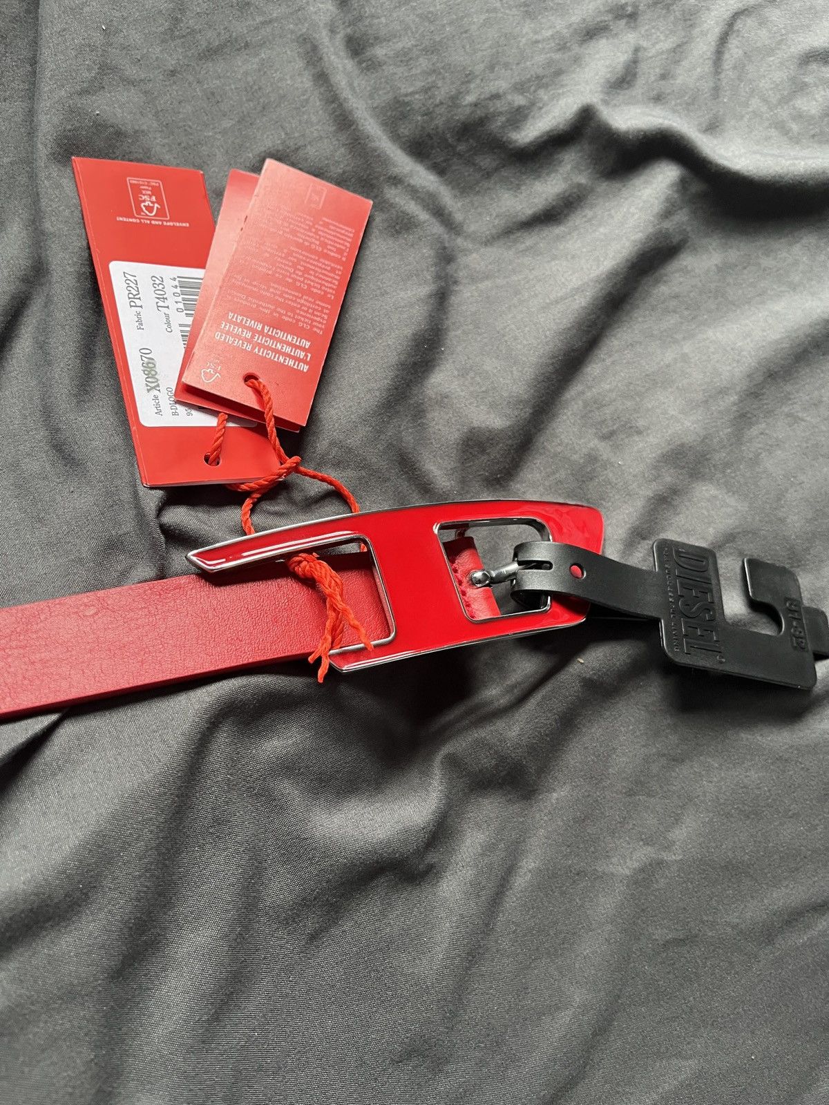 image of Diesel Logo Leather Belt in Red, Women's
