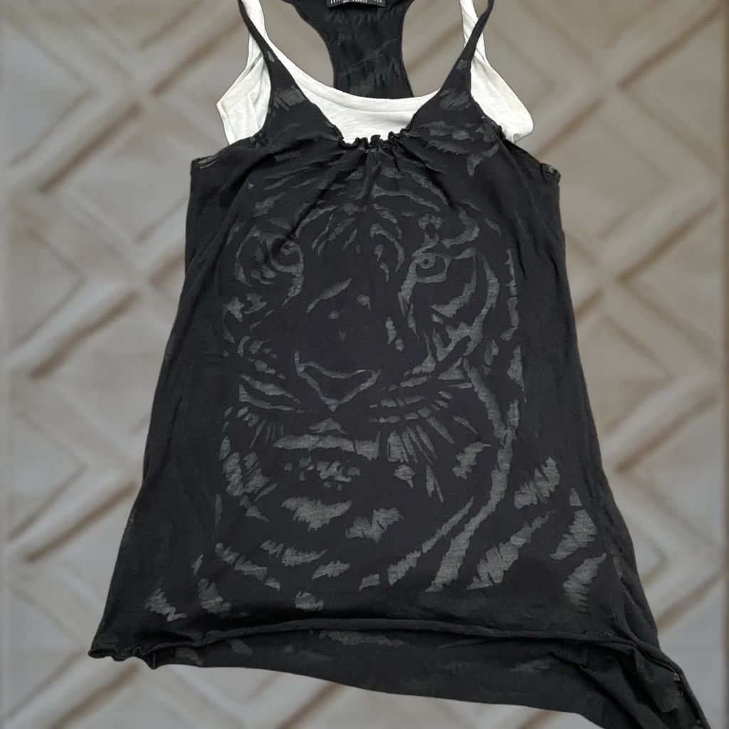 Zara Zara Tank Womens Medium Black White Racerback Casual Lion Size M / US 6-8 / IT 42-44 - 1 Thumbnail