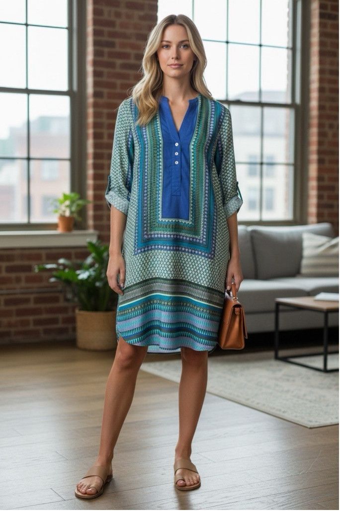 Zara Zara Moroccan Print Tunic Dress Size XS / US 0-2 / IT 36-38 - 1 Thumbnail