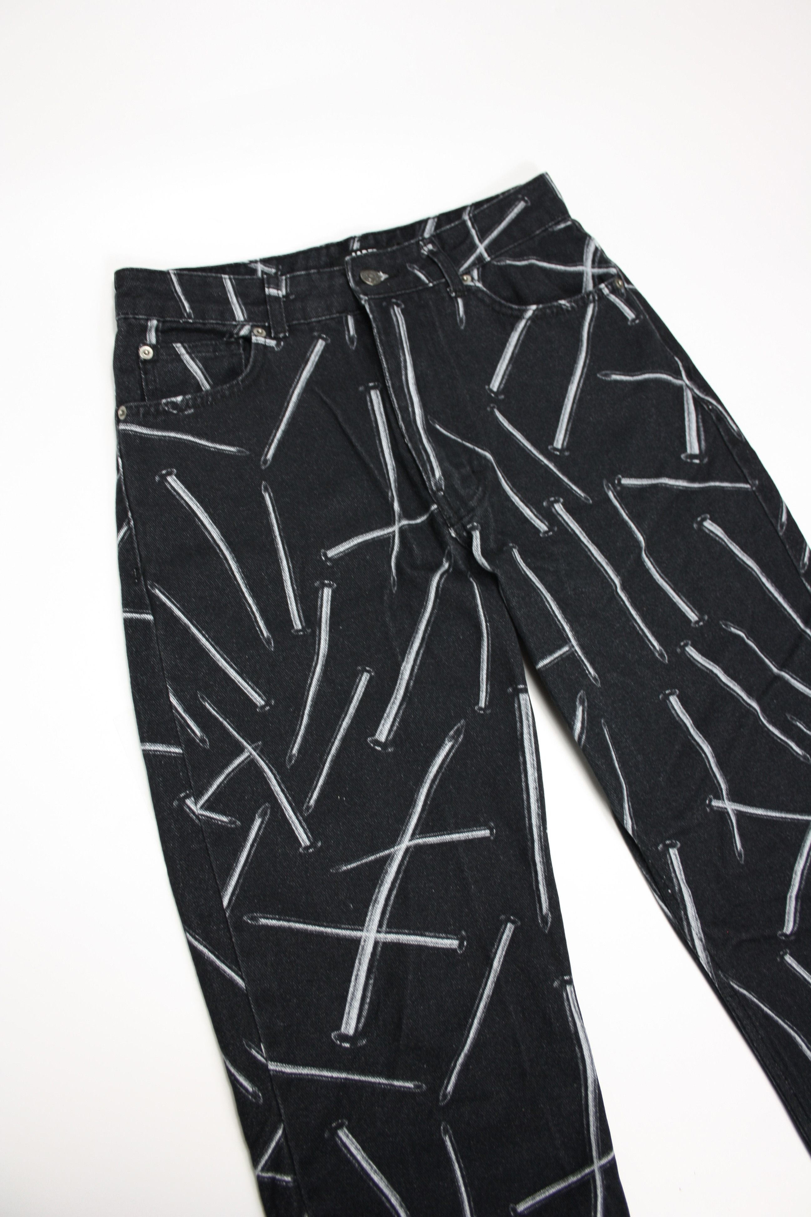 Jaded London NWT Jaded London Nail Print Relaxed Straight Fit Jeans Size US 29 - 4 Thumbnail