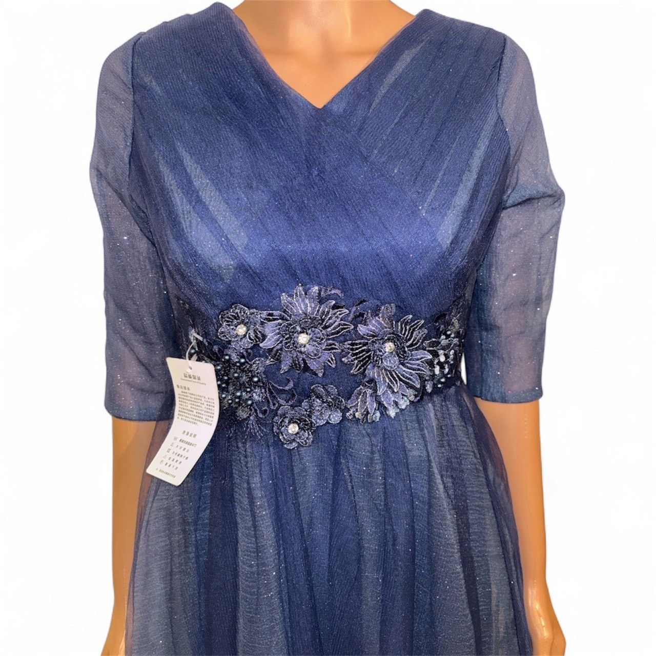 The Unbranded Brand NWT Navy Glitter Blue Formal Gown Size ONE SIZE - 5 Thumbnail