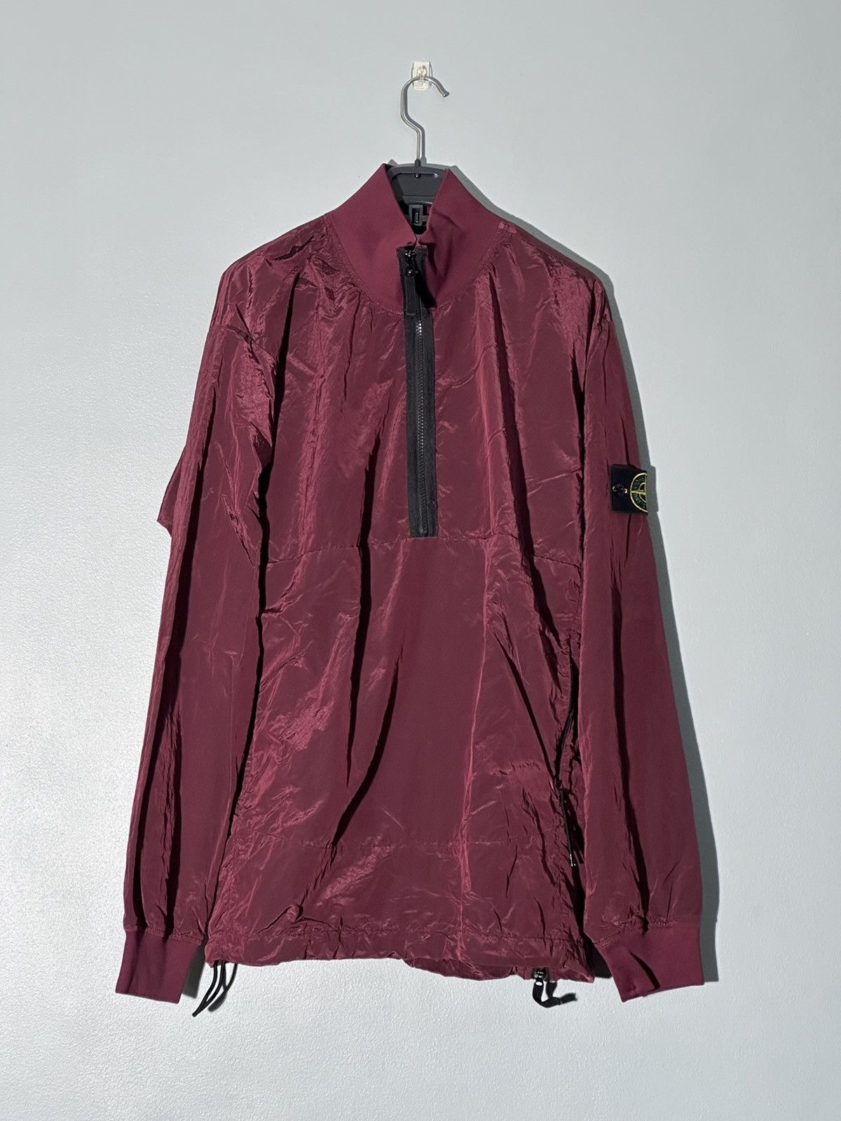 image of Stone Island Nylon Metal Finish Half-Zip Jacket in Red, Men's (Size XL)